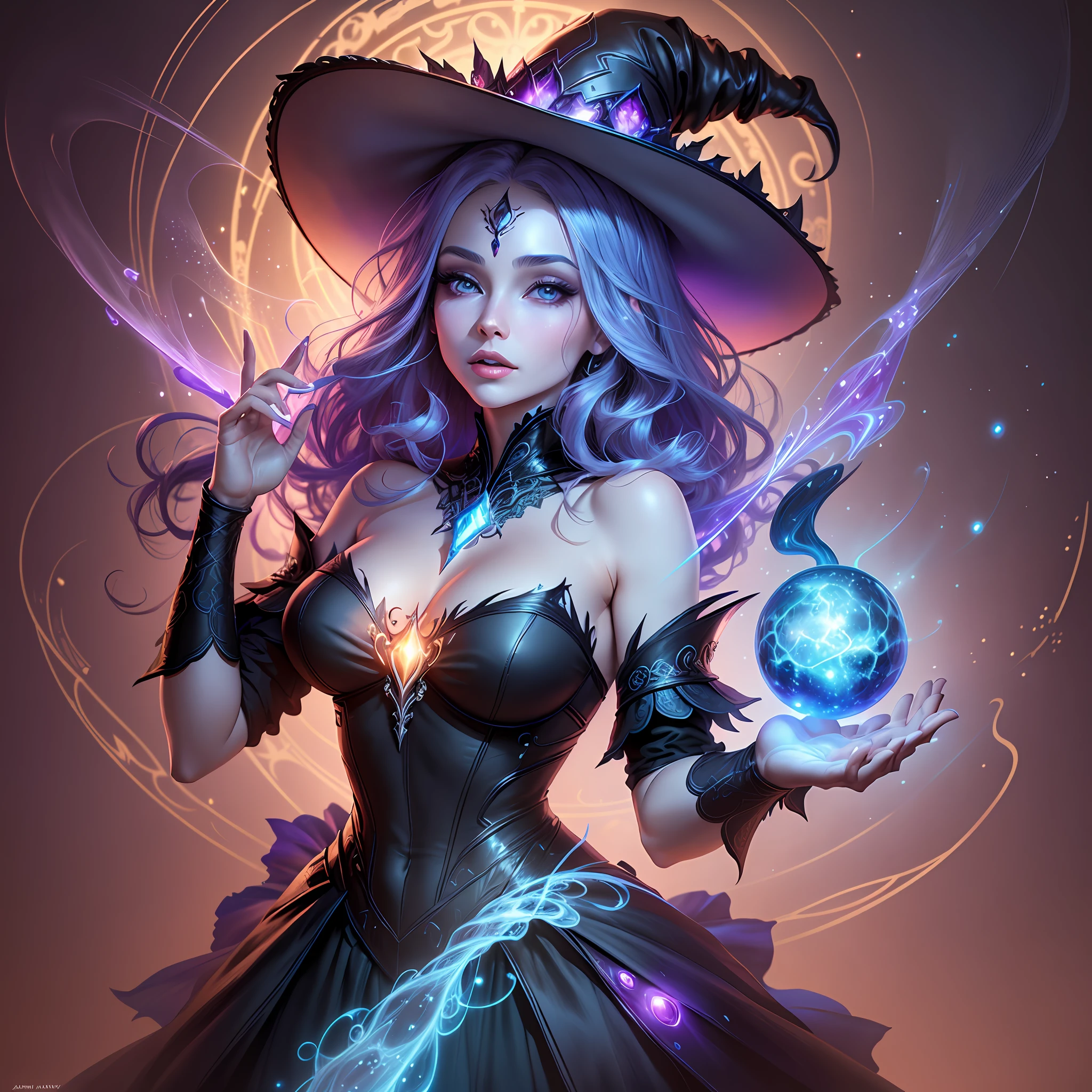 Glowing, fantasy witch named Ava Adam, perfect face, fantasy beautiful body, grand symphony lace classic dress, near-perfect, pure form, simple, concept art, intricate details, abstract beauty, flash, stardust, happy love, heat, soft light, colorful symphonic background, fantasy seductive relationship,
