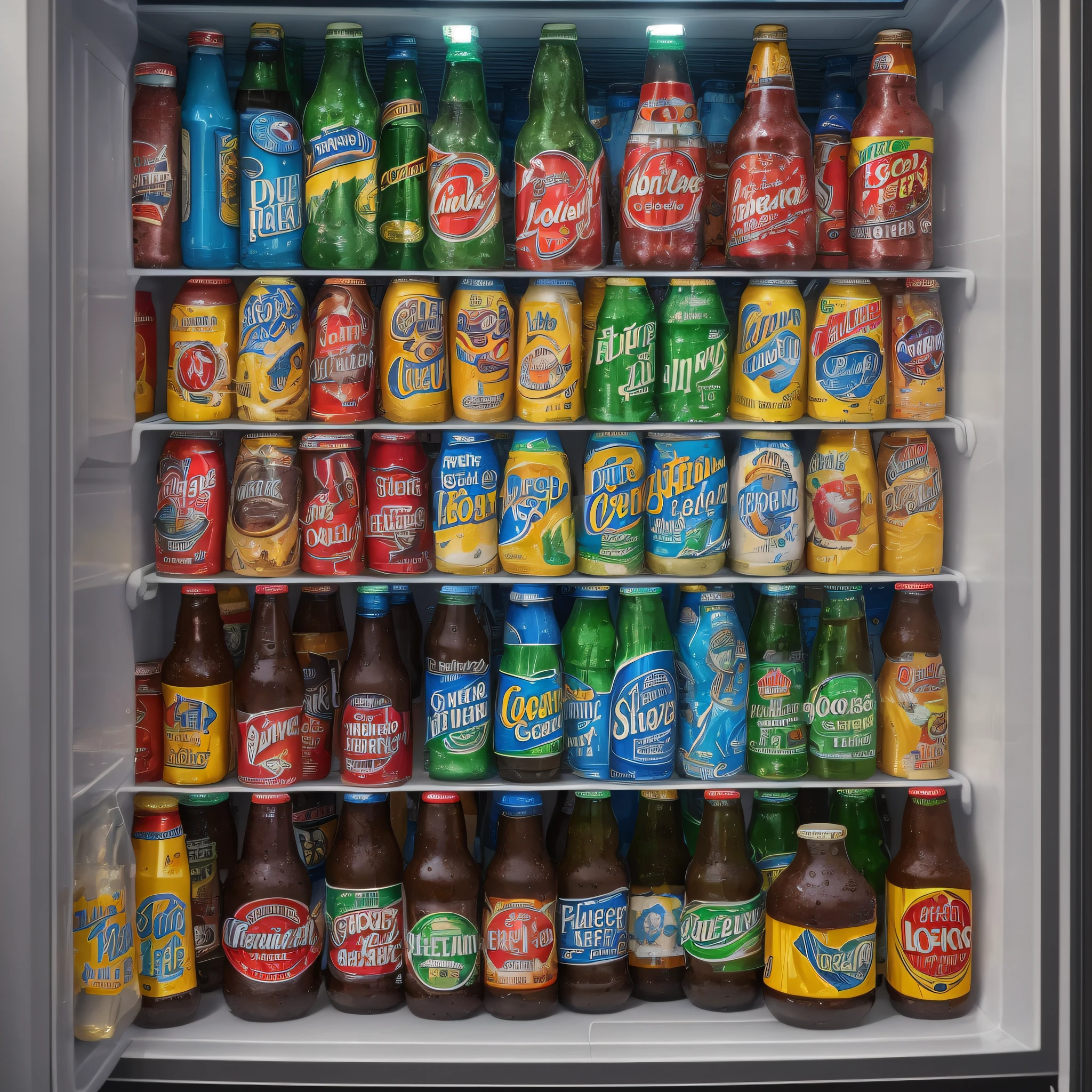 Photo from inside the refrigerator, fridge whole photo, with cold beer, low saturation, uniform and warm lighting, refreshing feeling, ultra realistic photo, full of beer. --auto --s2