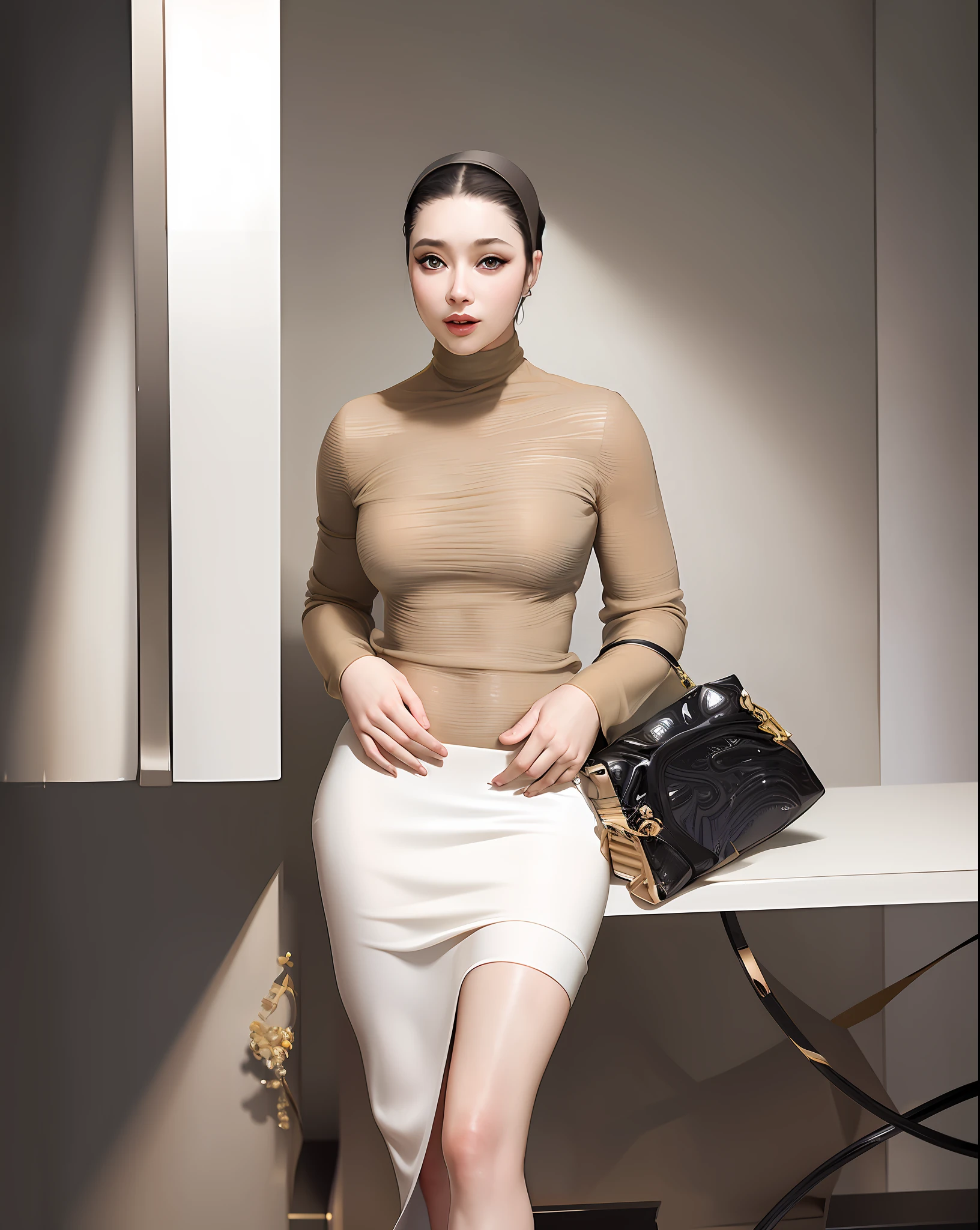 woman in a sexy bikini, official, actress, fan bingbing,  leaked image, exclusive, in a dress, tight dress,, by Arthur Sarkissian, fendi, beige, february), mixed art, photo realistic