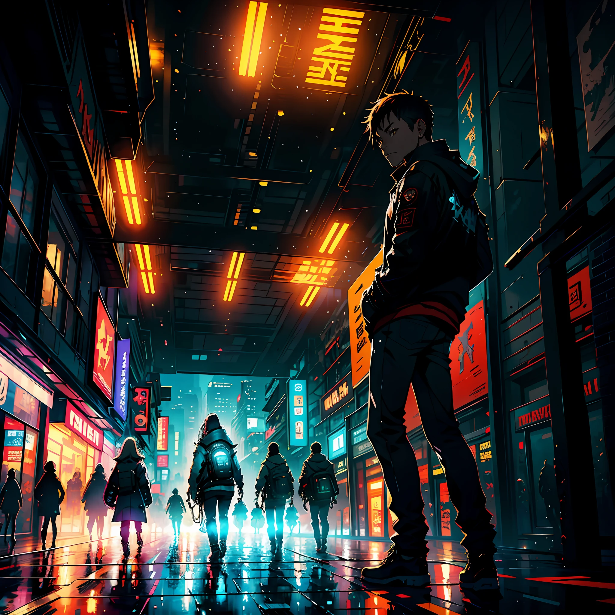 cyberpunk cute chibi at central plaza of post apocalyptic city, Light field photography, wide angle lens f/2.8, ultra insane high resolution intricate textures, texture indentation, 32k raw professional photo, perfect perspective, perfect geometry, ultra insane ambient lighting, ultra insane ambient shadows, luminism, ultra detailed busy background, bouncing lighting, tessellation, maximalism, IPA Award wining masterpiece, art by Afremov, Kashin, Aenami, Jeremy Mann