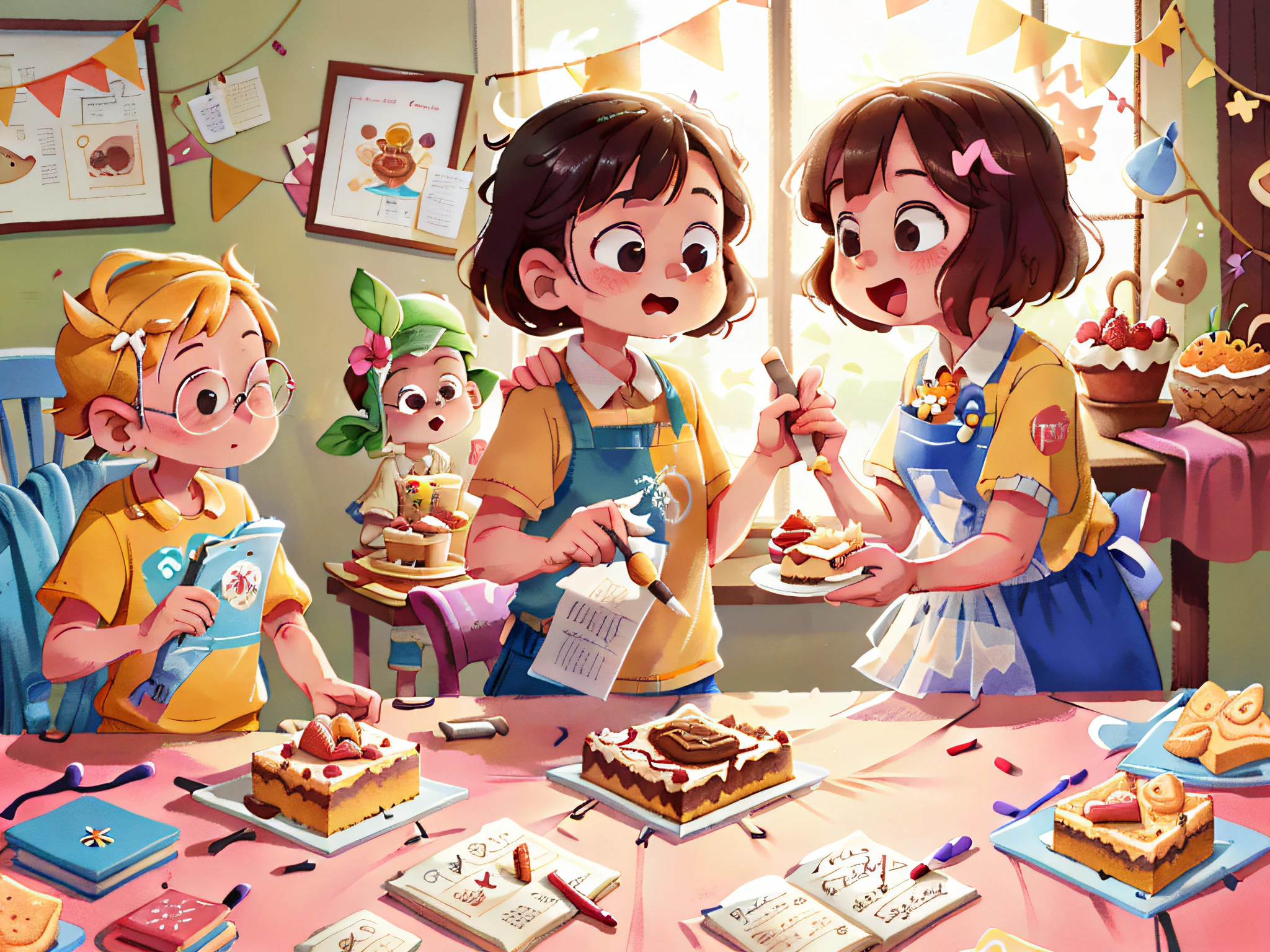 On Grandma's birthday, the "Pillipillias" decided to prepare a surprise cake. With Mom's help, they followed the recipe step by step and decorated the cake with great care. The twins learned that family is a treasure and that it's important to celebrate special moments together.