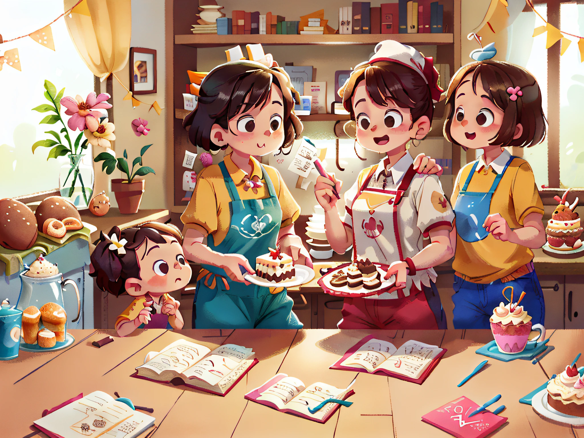 On Grandma's birthday, the "Pillipillias" decided to prepare a surprise cake. With Mom's help, they followed the recipe step by step and decorated the cake with great care. The twins learned that family is a treasure and that it's important to celebrate special moments together.