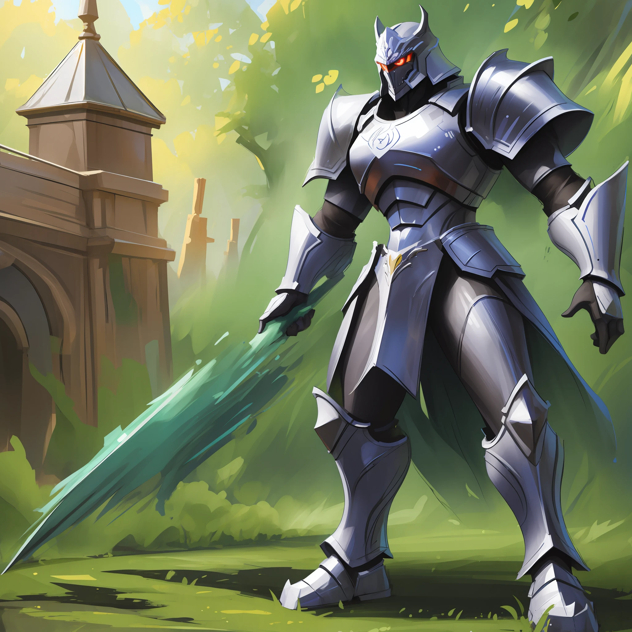 (Masterpiece, Best Quality, Highres:1.4), full body of possessed armour fantasy scene