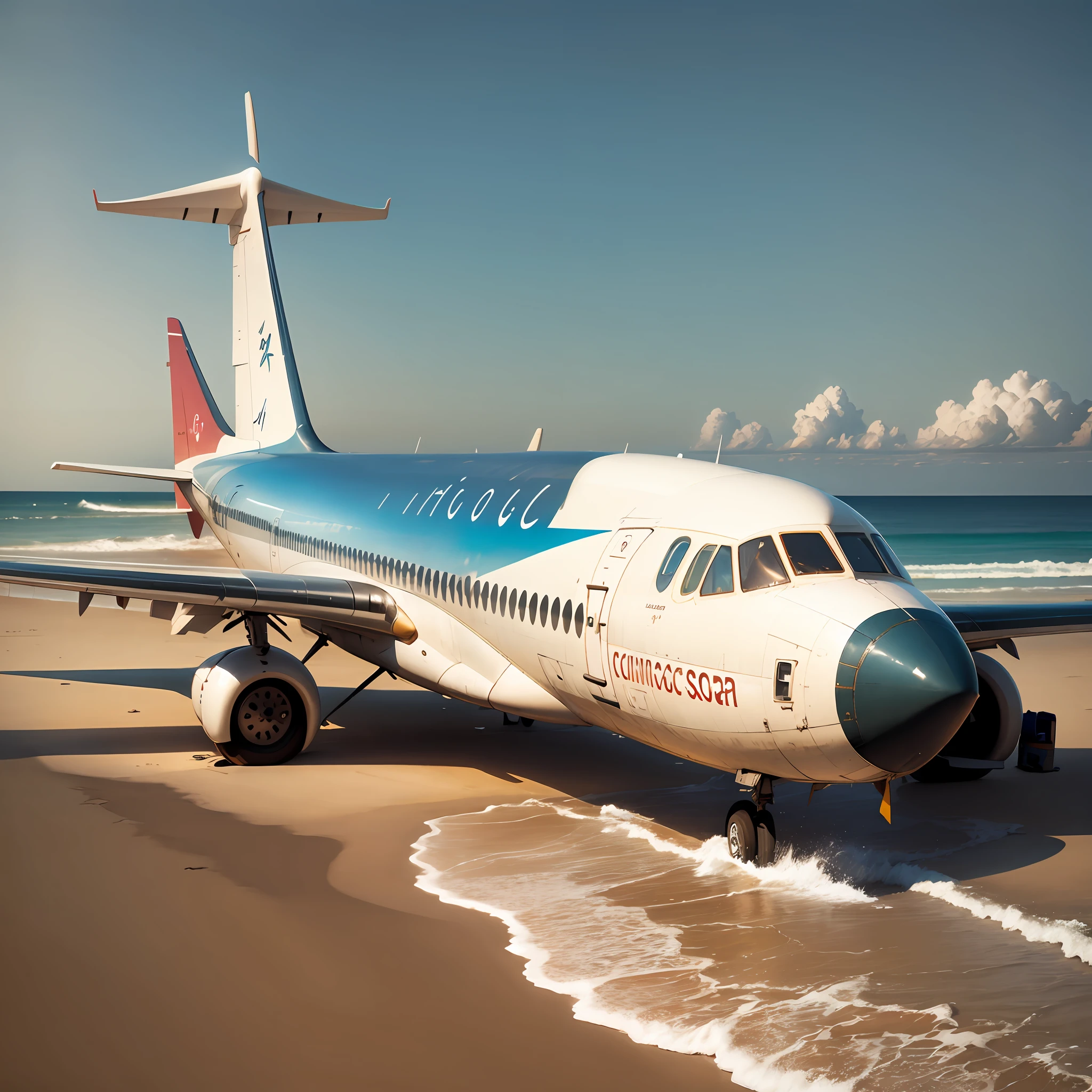 a plane landing on a beach --auto --s2