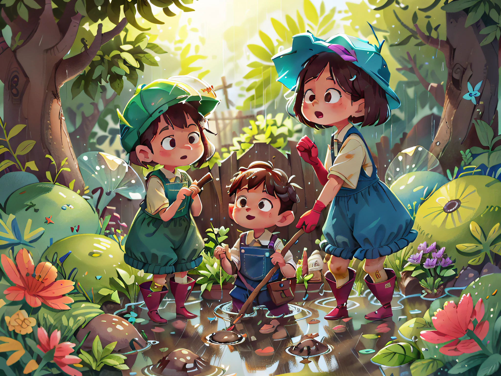 On a rainy day, the "Pillipillias" saw that the neighbors' garden was flooded. Without a second thought, they grabbed their rubber boots and went to help. With makeshift hoes, they cleared paths for the water to drain out. The girls understood that helping others is a form of love for others.