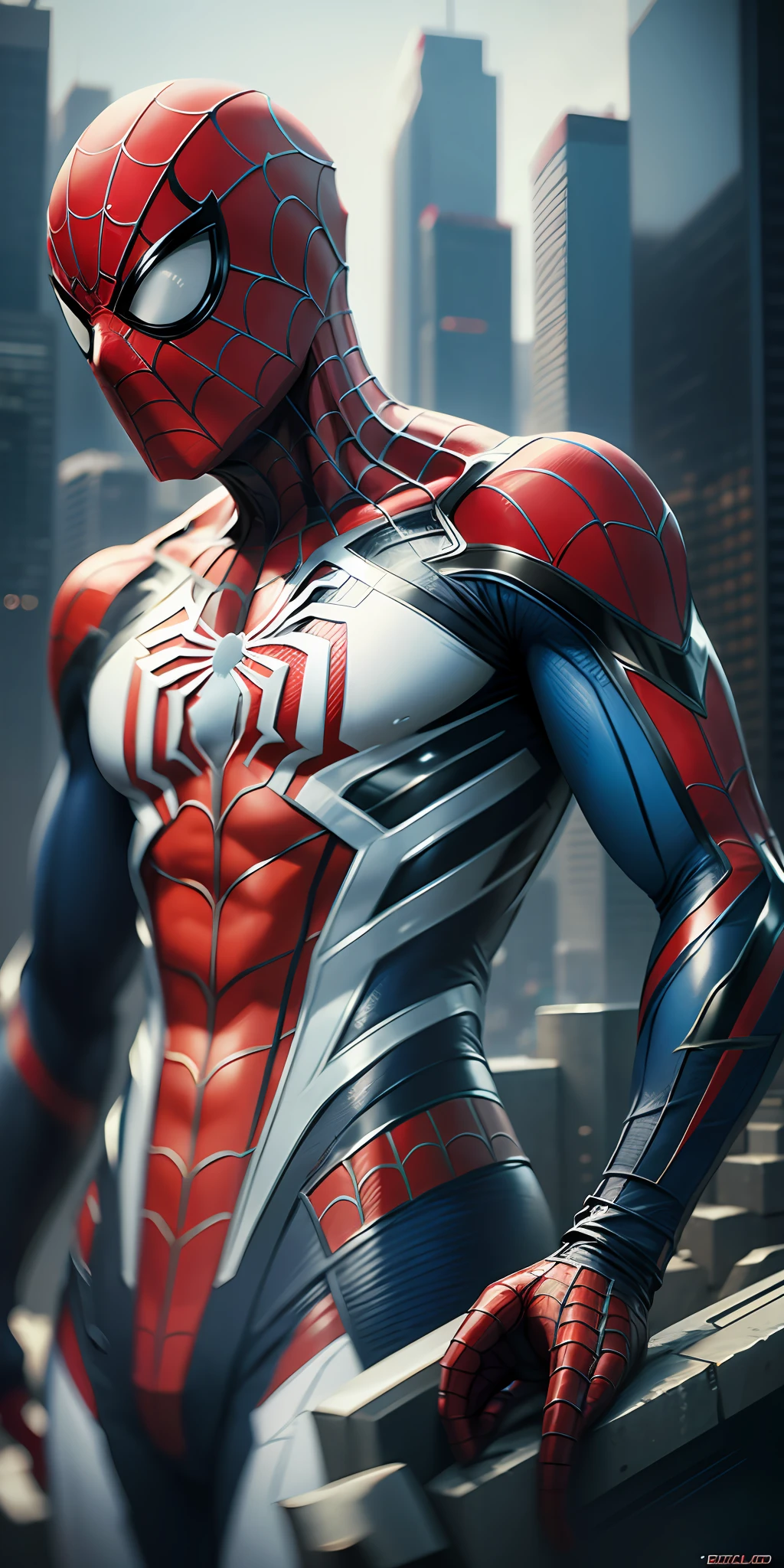 Photorealistic, 8k resolution, highest Image quality, Spider-Man, white and red only suit, cyberpunk, futuristic suit, ultra detailed, cobweb background, Waiting to start --auto --s2