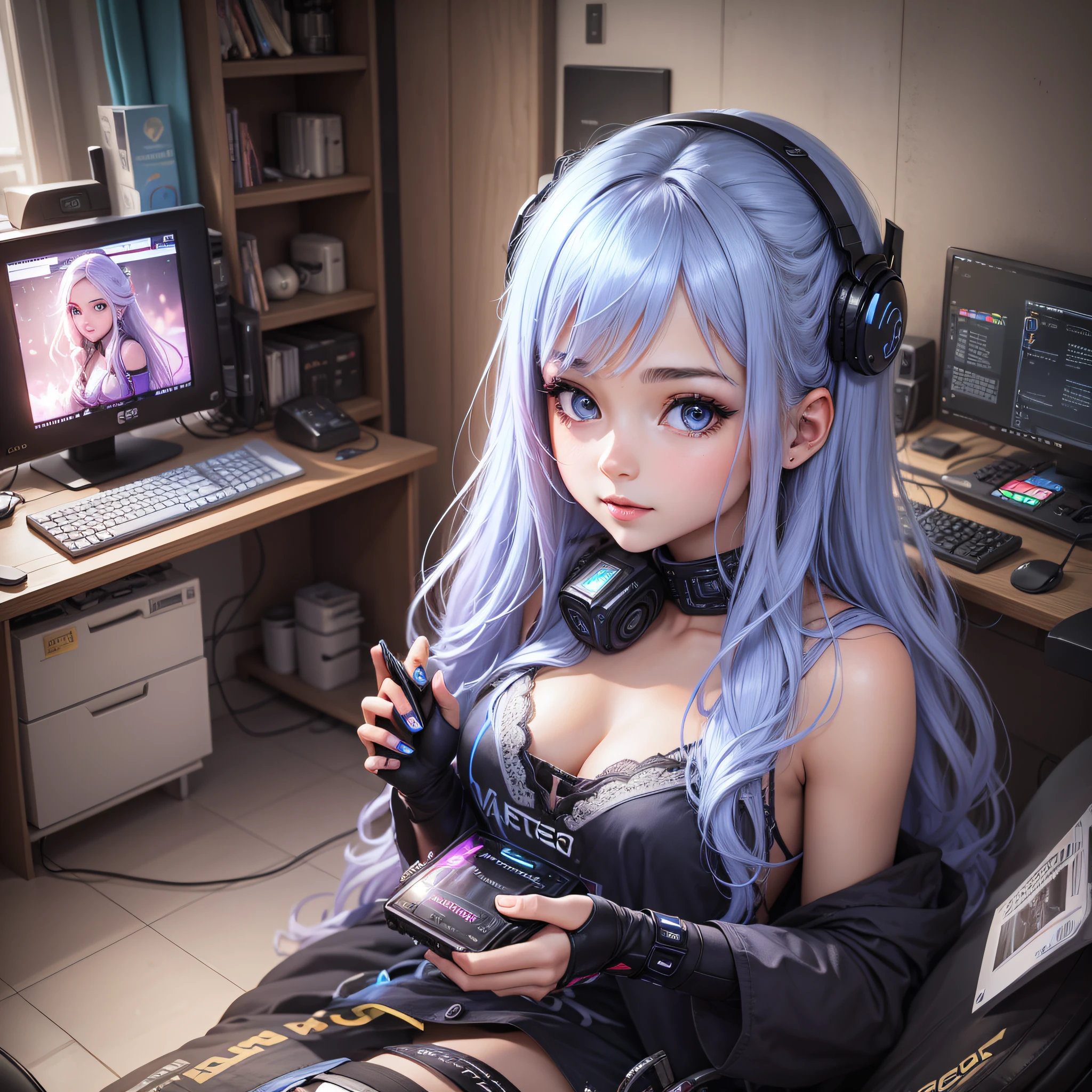 Beautiful girl with video card in hand most pointent there is --auto --s2