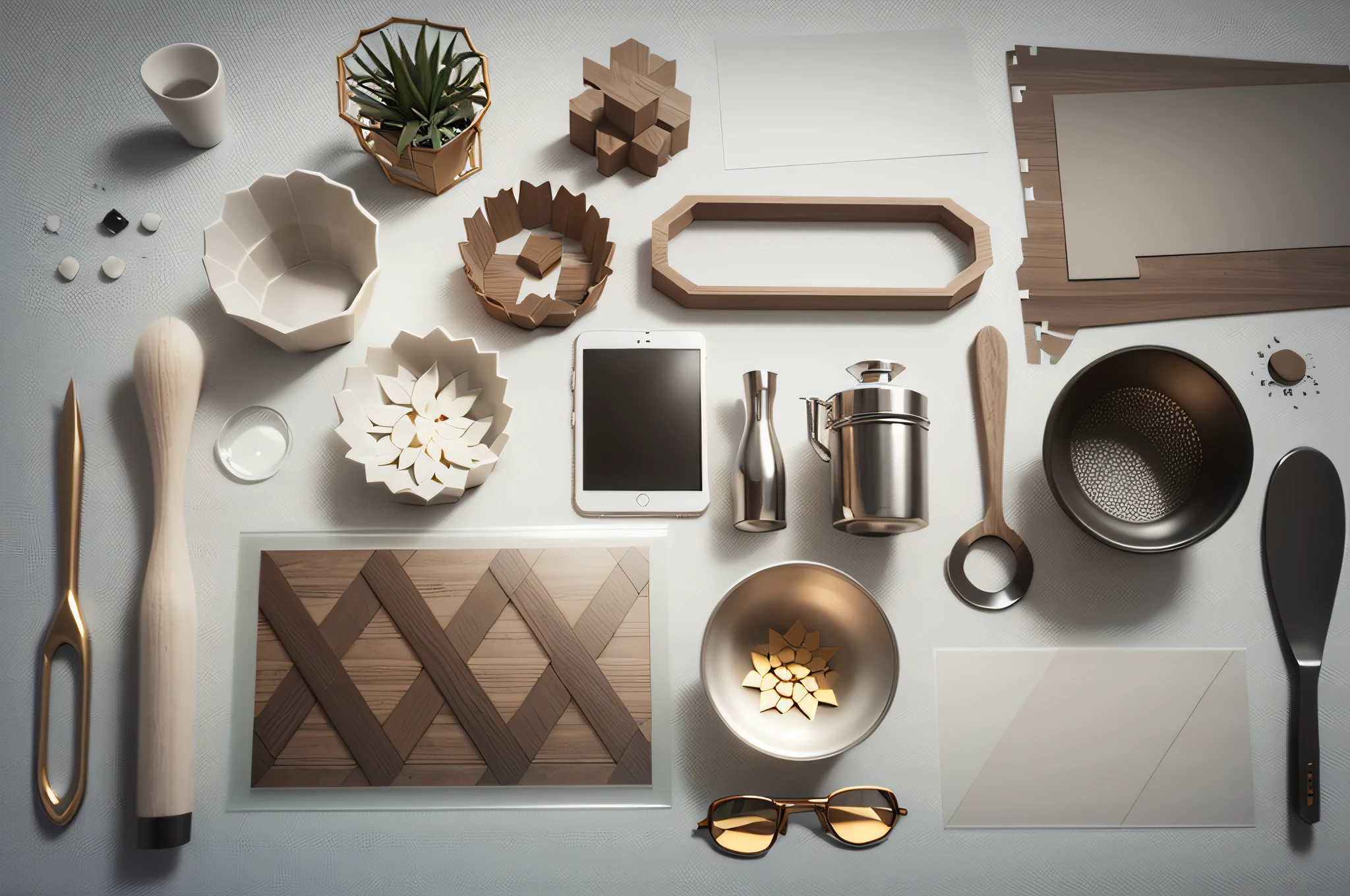 Various elements for use in interior design, isolated on transparent background. 3D render. --auto --s2