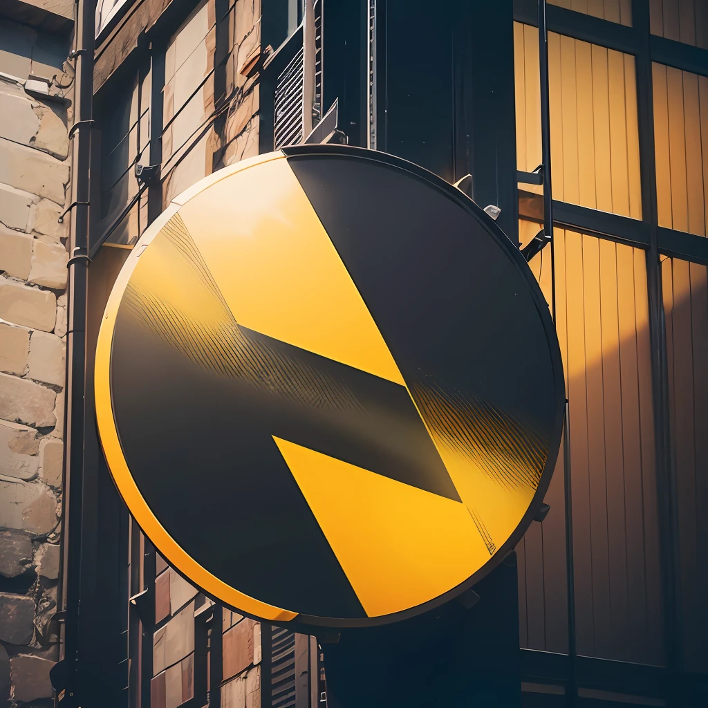 a close up of a yellow circle with a black background and a white and black logo, trecking, logo, logo, thrilling, tn, by Altichiero, by Fernando Gerassi, logo has”, thiago lehmann, not cropped, tripod, logotype, by Nándor Katona, trendind everywhere, go pro, trilliant --auto --s2