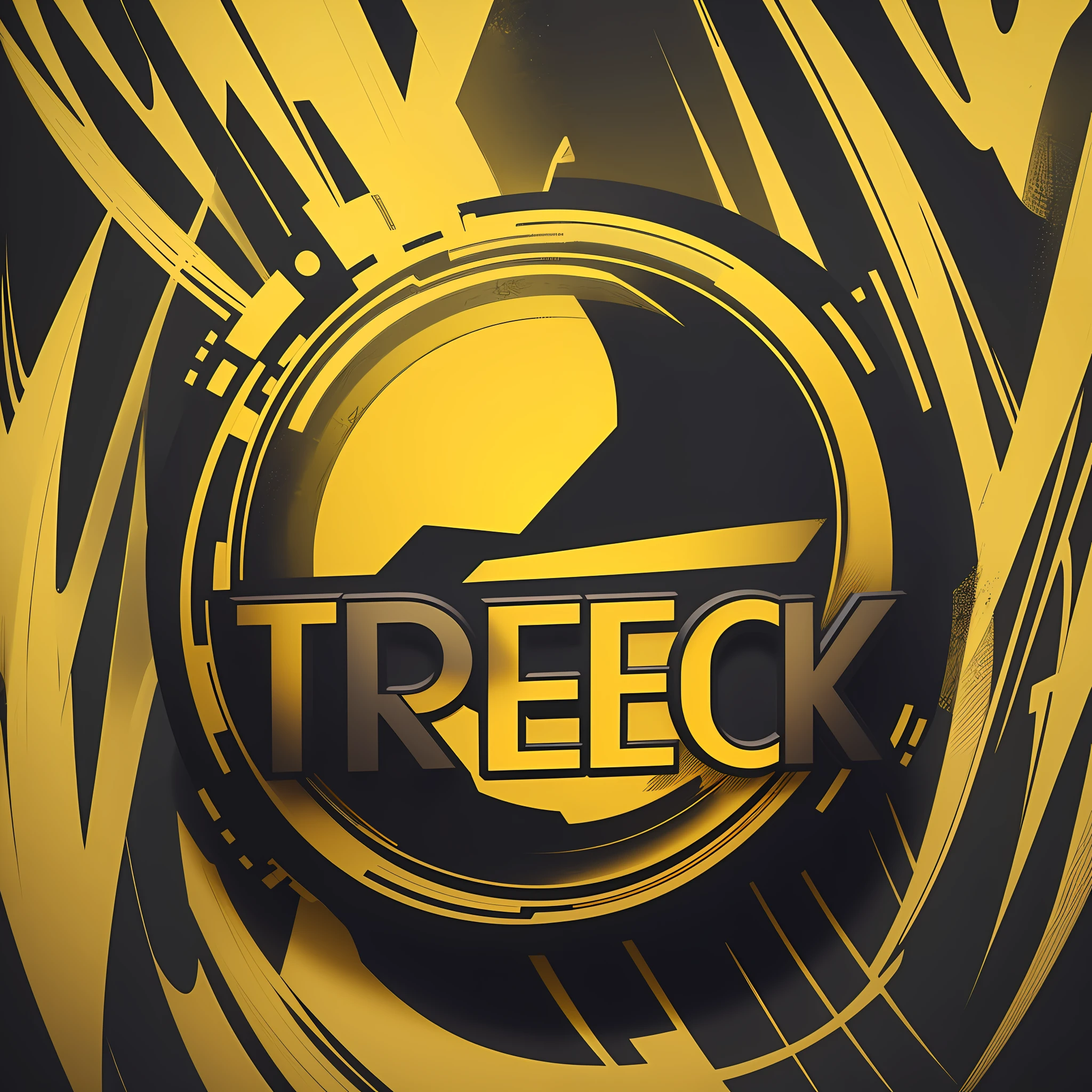 Close-up of a vibrant yellow circle on a black background. The yellow circle is the main highlight, catching the eye with its vibrant and bright color. It is a central and impactful element in the visual composition. Inside the yellow circle, there is a black and white logo. The logo consists of stylized letters that form the word "Trecking" or "Thrilling" in a modern and elegant font. The lyrics can have an audacious and bold appearance, conveying energy and enthusiasm. The combination of the yellow circle, the black background and the black and white logo creates a striking contrast and a sophisticated aesthetic. The image conveys a sense of adventure and excitement, suggesting a brand or company related to exciting and stimulating activities such as extreme sports, outdoor adventures or adventure tourism. The style of the logo and the visual composition of the image reflect a modern and dynamic approach, designed to grab the audience's attention and convey a sense of excitement. It's a powerful visual representation that can pique viewers' interest and curiosity. --auto --s2
