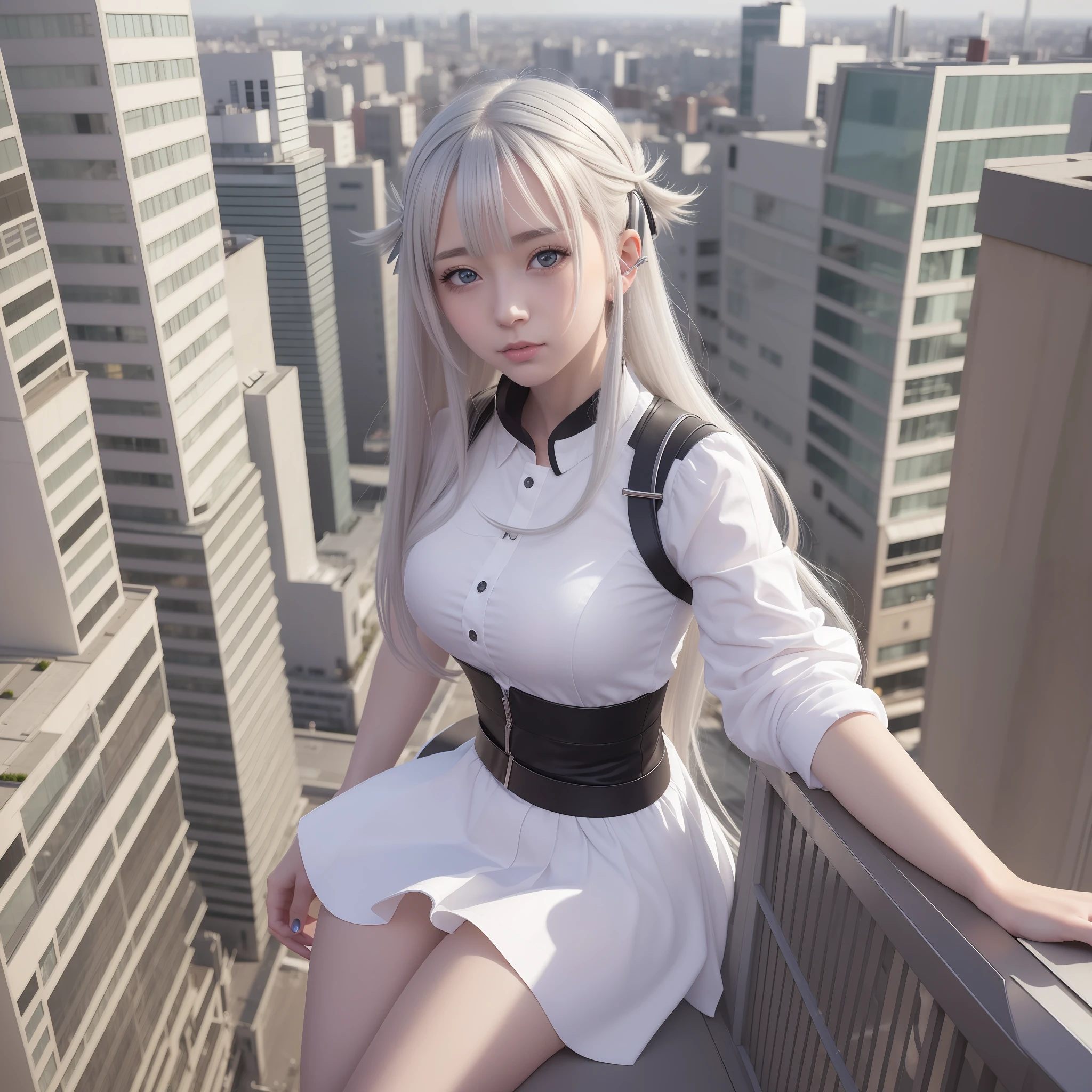 anime girl with whitehair and angel wings in a city, detailed digital anime art, anime style 4 k, anime art wallpaper 8 k, best anime 4k konachan wallpaper, digital anime illustration, anime art wallpaper 4k, anime art wallpaper 4 k, trending on artstation pixiv, detailed portrait of anime girl, cyborg - girl with silver hair --auto --s2