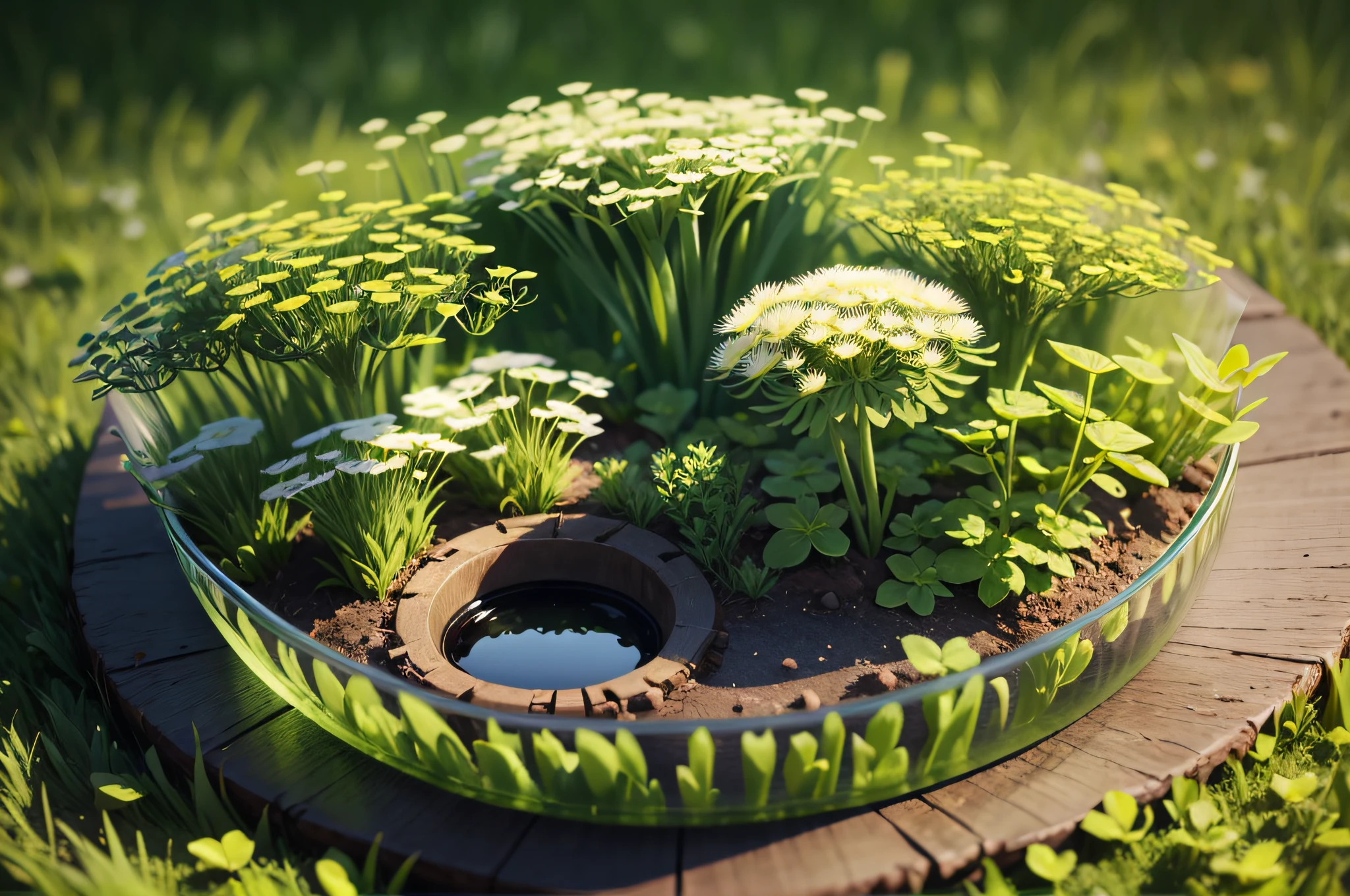 Various borders of green grass, dandelions and clovers, isolated on transparent background. 3D render. --auto --s2