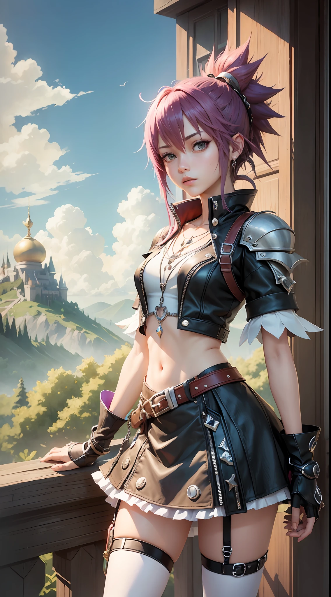 "Art Clothes" & "Female character in the style kingdom hearts", "scenery", embedding: "kingdom_hearts_stylized", "high_saturation")