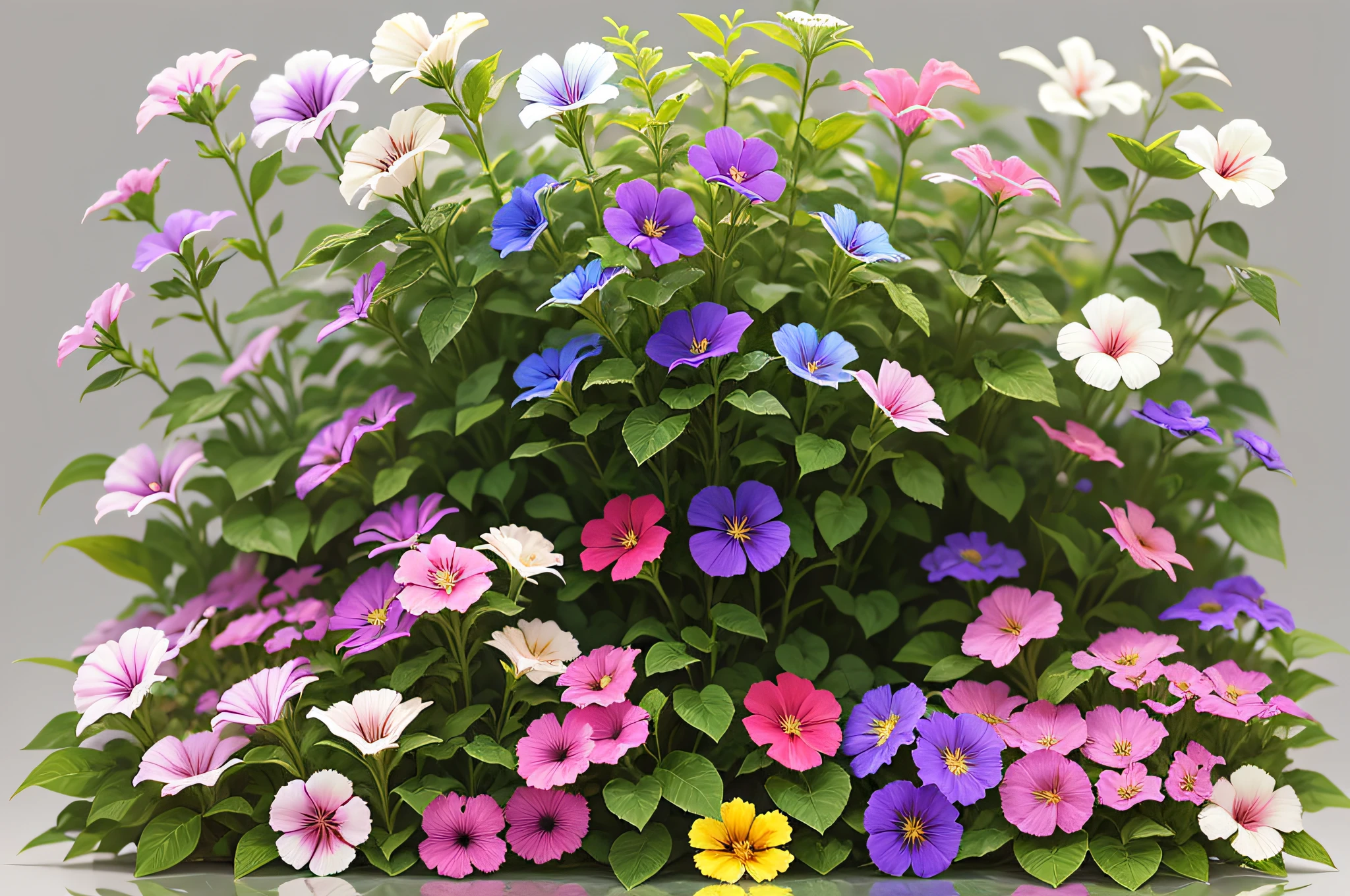 collection of petunia flowers isolated on transparent background --auto --s2