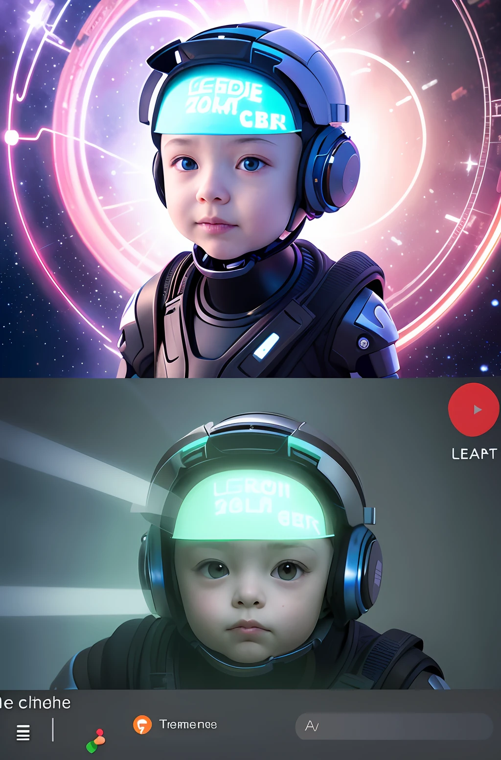 Create a picture of a child of the cybernetic future, detailed