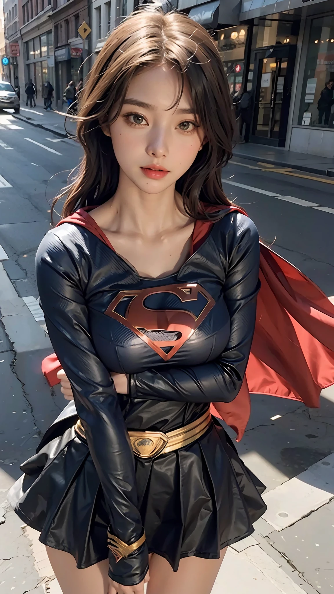 Woman body set big breasts, Supergirl costume dress