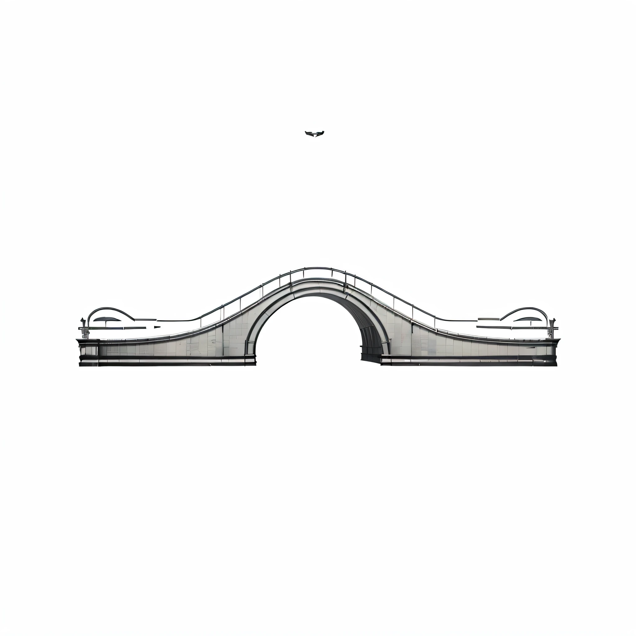 a drawing of a bridge with a curved arch over it, flat shaped chrome relief, arch, general, curved, silver insignia, gothic arch frame, smooth curvilinear design, tech art, back arched, three quarter view, arches, curved bridge, rounded roof, white sweeping arches, steel archways, decorative art deco border, chrome accents, decoration