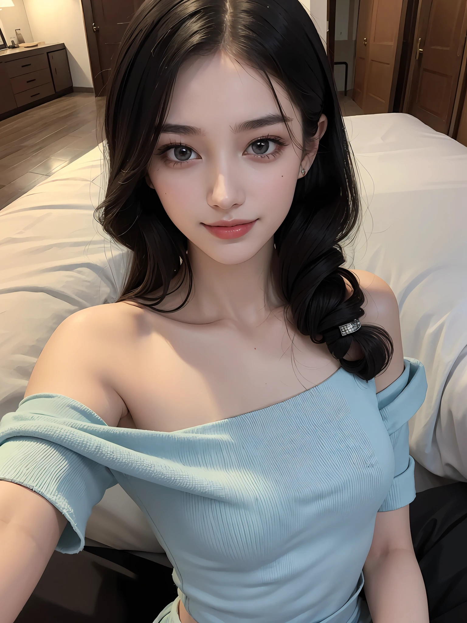 ((Best Quality, 8K, Masterpiece: 1.3)), 1girl, Slim Abs Beauty: 1.3, (Casual hairstyle, Medium: 1.2), Dress: 1.1, Super fine face, Detailed eyes, Double eyelids, smile, home, dynamic pose