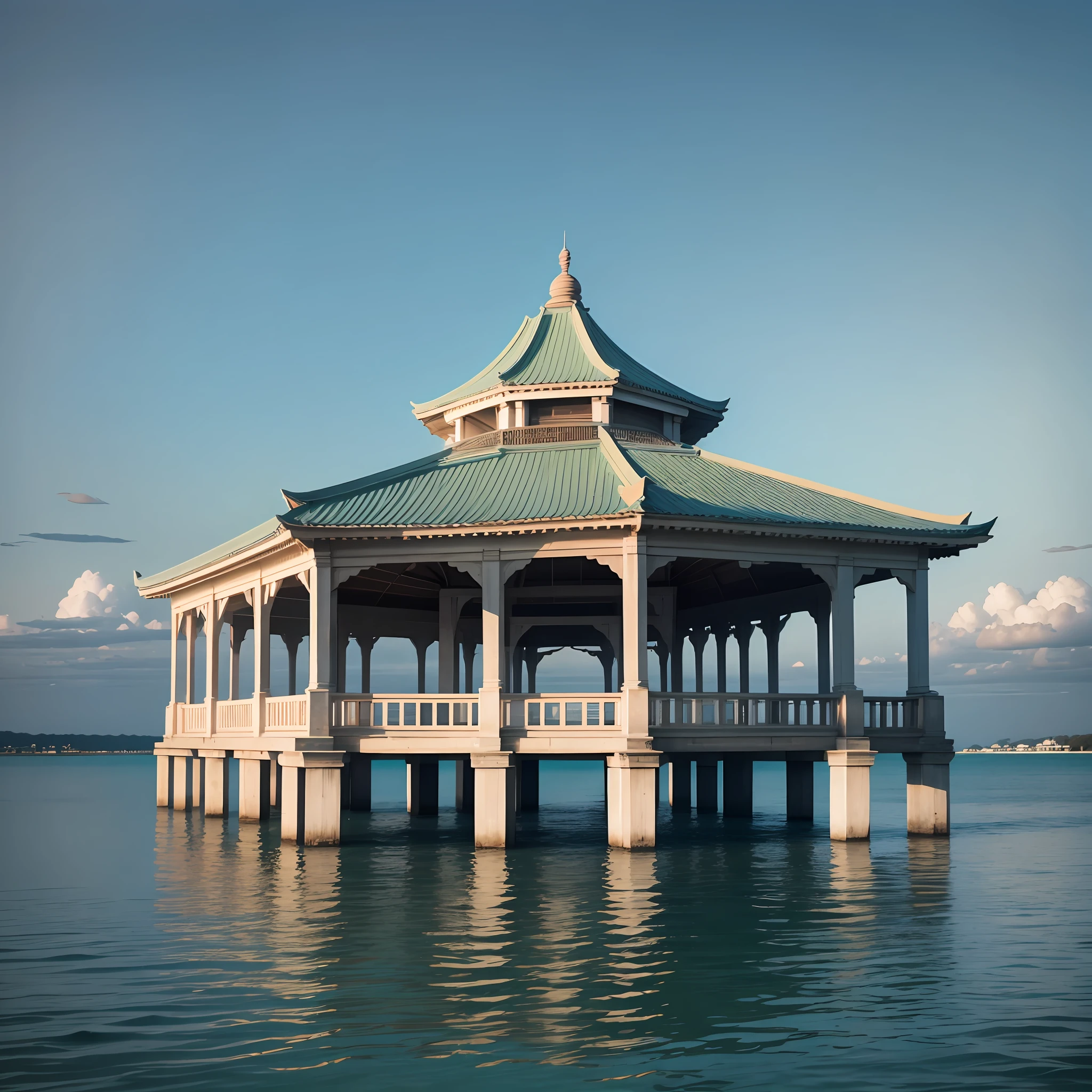 photo of pavilion in the middle of the water --auto --s2