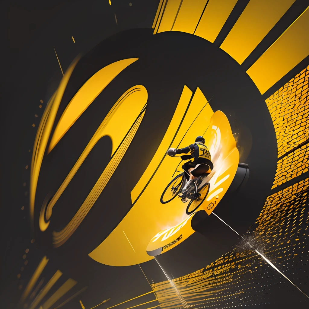 Close-up of a vibrant yellow circle on a black background. The yellow circle is the main highlight, catching the eye with its vibrant and bright color. It is a central and impactful element in the visual composition. Inside the yellow circle, there is a black and white logo. The logo consists of stylized letters that form the word "Trecking" or "Thrilling" in a modern and elegant font. The lyrics can have an audacious and bold appearance, conveying energy and enthusiasm. The combination of the yellow circle, the black background and the black and white logo creates a striking contrast and a sophisticated aesthetic. The image conveys a sense of adventure and excitement, suggesting a brand or company related to exciting and stimulating activities such as extreme sports, outdoor adventures or adventure tourism. The style of the logo and the visual composition of the image reflect a modern and dynamic approach, designed to grab the audience's attention and convey a sense of excitement. It's a powerful visual representation that can pique viewers' interest and curiosity. --auto --s2