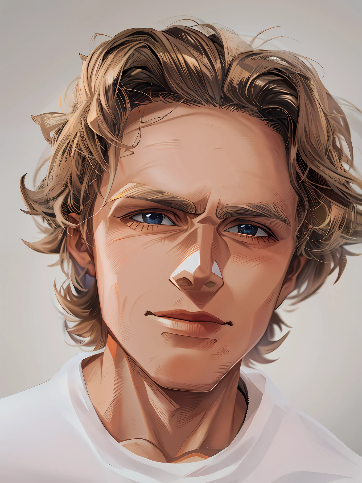 HD, (Best Detail) (Best Quality), Allard Man with White Shirt and White Shirt, Son Goku, Blonde, Muscular, Solo, Spiked Hair, Super Saiyan,