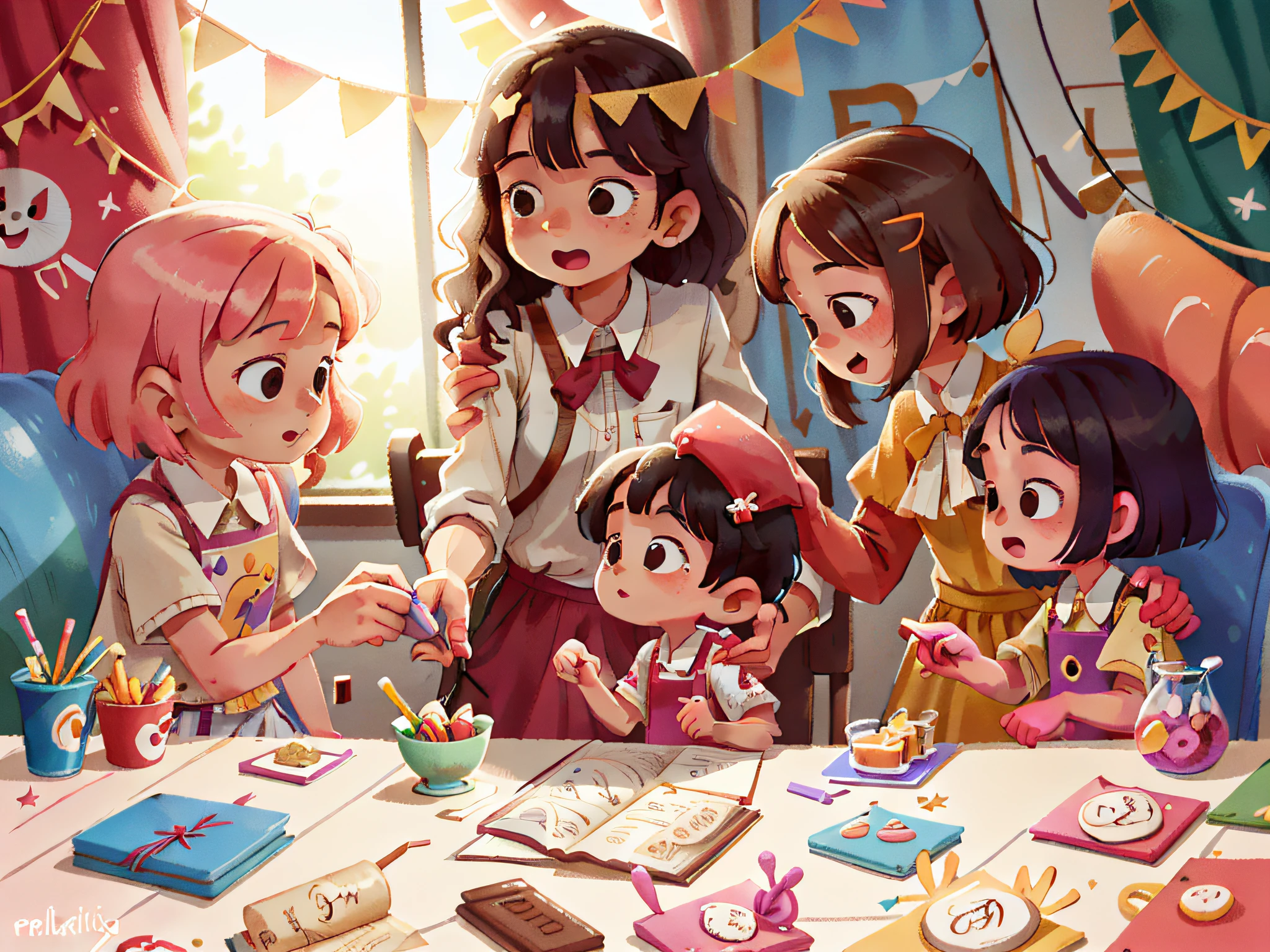 During a birthday party, the "Pillipillias" were kind and respectful to all the guests. They shared their toys and showed how good it is to have a generous heart. The girls knew that loving and being loved was an important part of family life.
