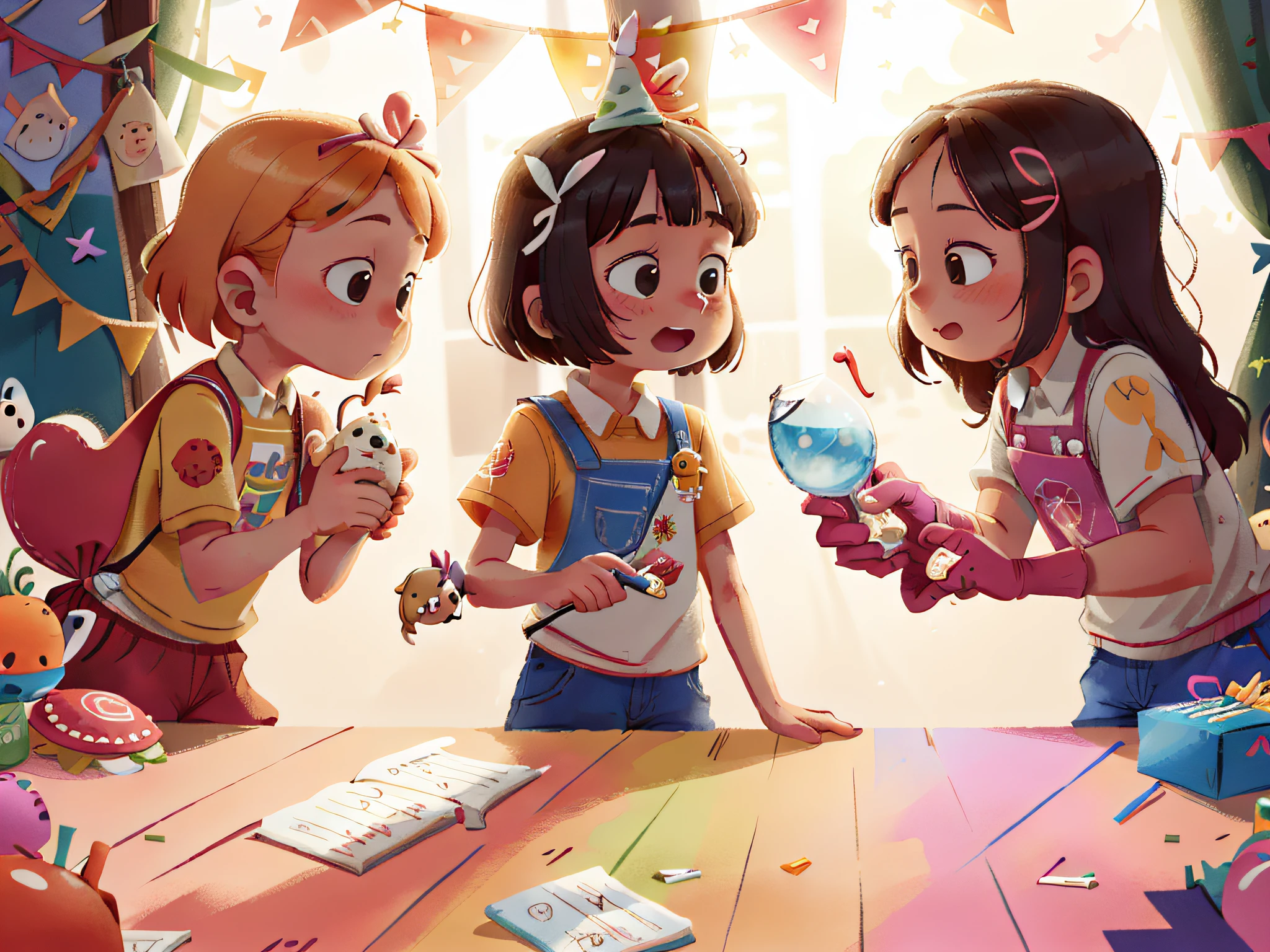 During a birthday party, the "Pillipillias" were kind and respectful to all the guests. They shared their toys and showed how good it is to have a generous heart. The girls knew that loving and being loved was an important part of family life.
