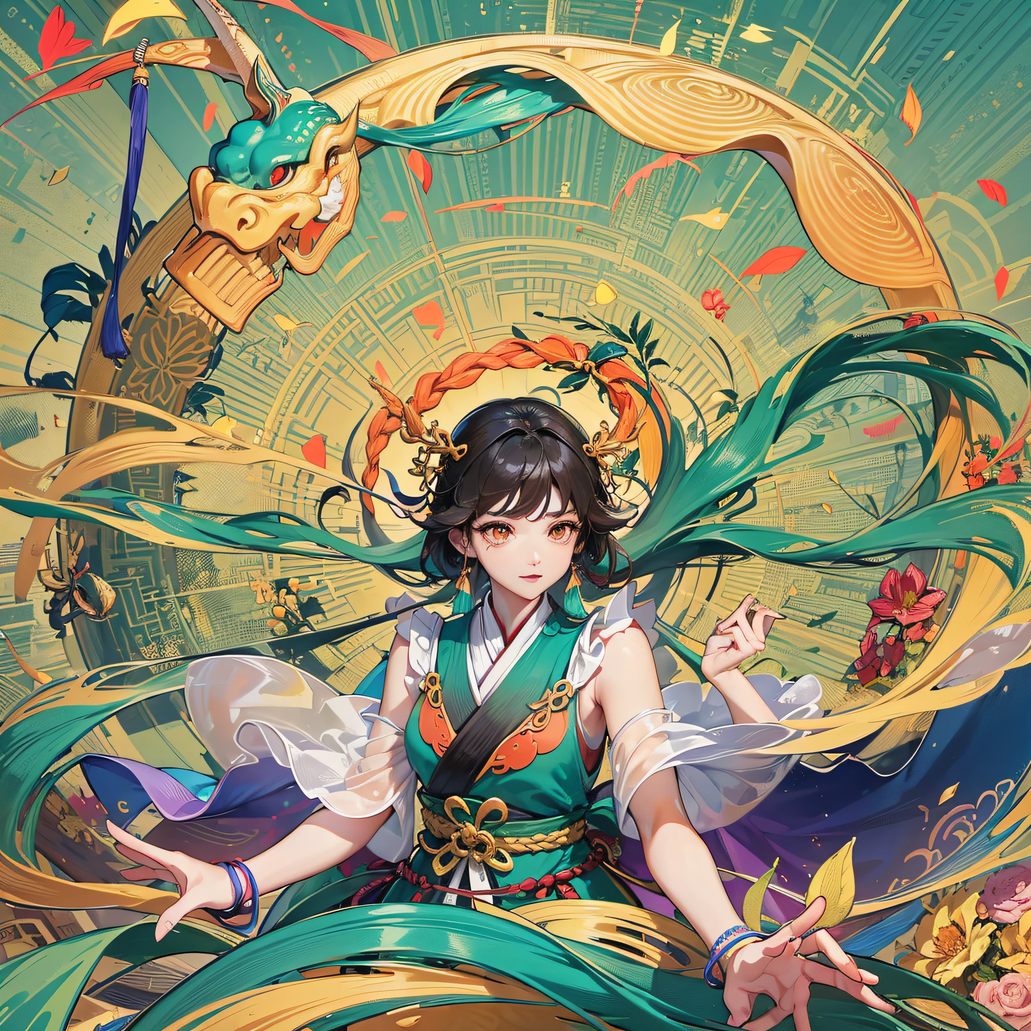 The background shows a gradient of blue sky and orange sunset, and colorful streamers and colorful kites wafting in the sky, as if celebrating this festive holiday.
In the center of the picture, a fragrant zongzi pattern stands out, the shape and texture of the zongzi come to life, and the light yellow rope band and dark green leaves are wrapped around it, which makes people mouth-watering.
Next to it is a dragon boat in the shape of a bamboo raft, on which sits several people in colorful costumes, holding wooden oars and paddling the dragon boat hard, as if competing for speed and style, rowing beautiful ripples.
Finally, at the bottom of the picture is a blessing, expressing good wishes to Qiao Yanzhen in concise and clear language: "May the rice dumplings of the Dragon Boat Festival be sweet and delicious, the dragon boat full of happiness, and the mugwort leaves bring health and peace." Qiao Yanzhen wishes you a happy Dragon Boat Festival! "The whole picture is full of festivities and blessings, making people feel a strong atmosphere of the Dragon Boat Festival. In this picture of the Dragon Boat Festival blessing, the background shows a gradient of blue sky and orange sunset, and colorful streamers and colorful kites wafting in the sky, as if celebrating this joyous festival.
In the center of the picture, a fragrant zongzi pattern stands out, the shape and texture of the zongzi come to life, and the light yellow rope band and dark green leaves are wrapped around it, which makes people mouth-watering.
Next to it is a dragon boat in the shape of a bamboo raft, on which sits several people in colorful costumes, holding wooden oars and paddling the dragon boat hard, as if competing for speed and style, rowing beautiful ripples.
Finally, at the bottom of the picture is a blessing, expressing good wishes to Qiao Yanzhen in concise and clear language: "May the rice dumplings of the Dragon Boat Festival be sweet and delicious, the dragon boat full of happiness, and the mugwort leaves bring health and peace." Qiao Yanzhen wishes you a happy Dragon Boat Festival! "The whole picture is full of festivities and blessings, making people feel a strong atmosphere of the Dragon Boat Festival. --auto --s2