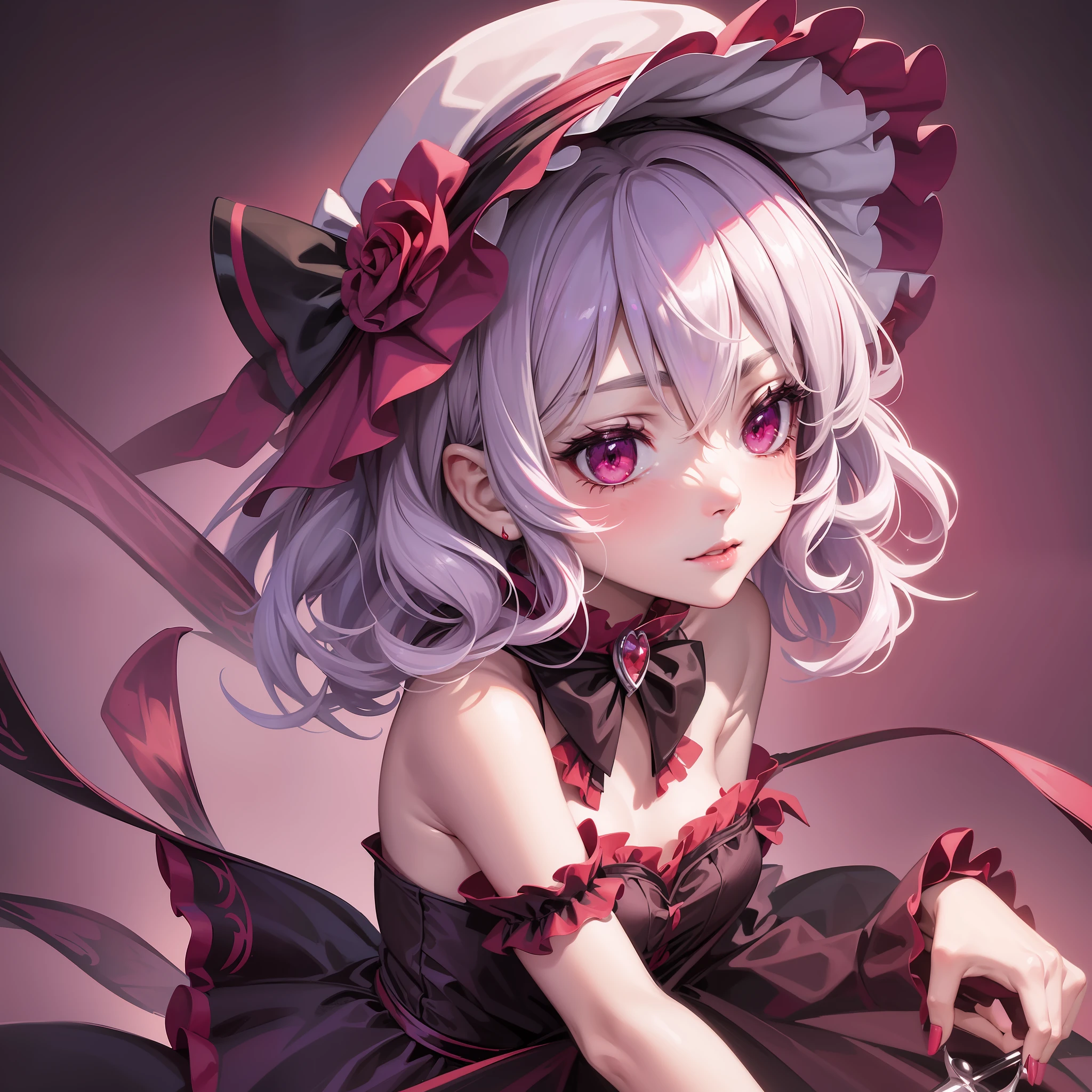 (extremely detailed remilia scarlet) (focus on face) colorful background, 32k resolution, best quality