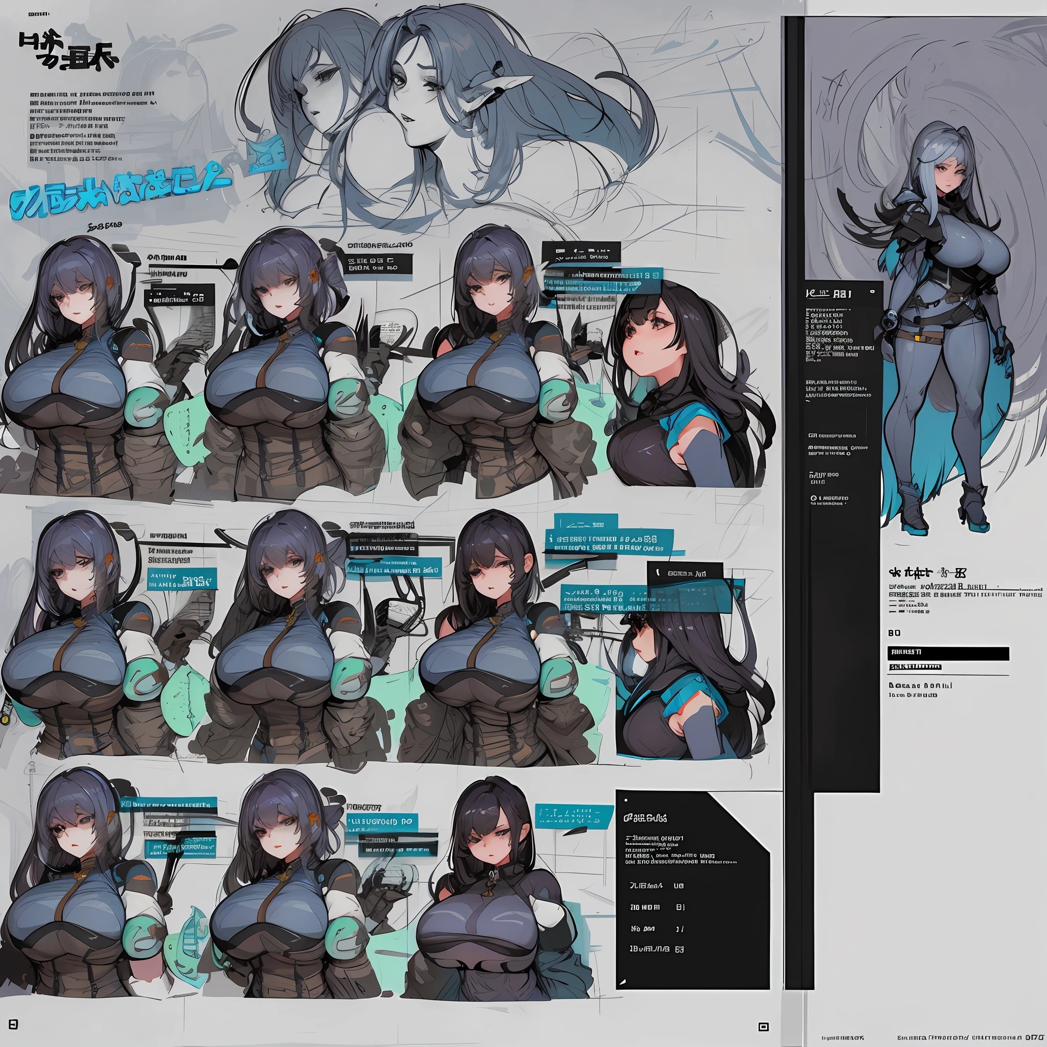 reference sheet, concept character, character design, sketch,doodletits,, y lips,
(gigantic and massive tit1), breastsial illustration, illustration, detailed face, beautiful intricate eyes,