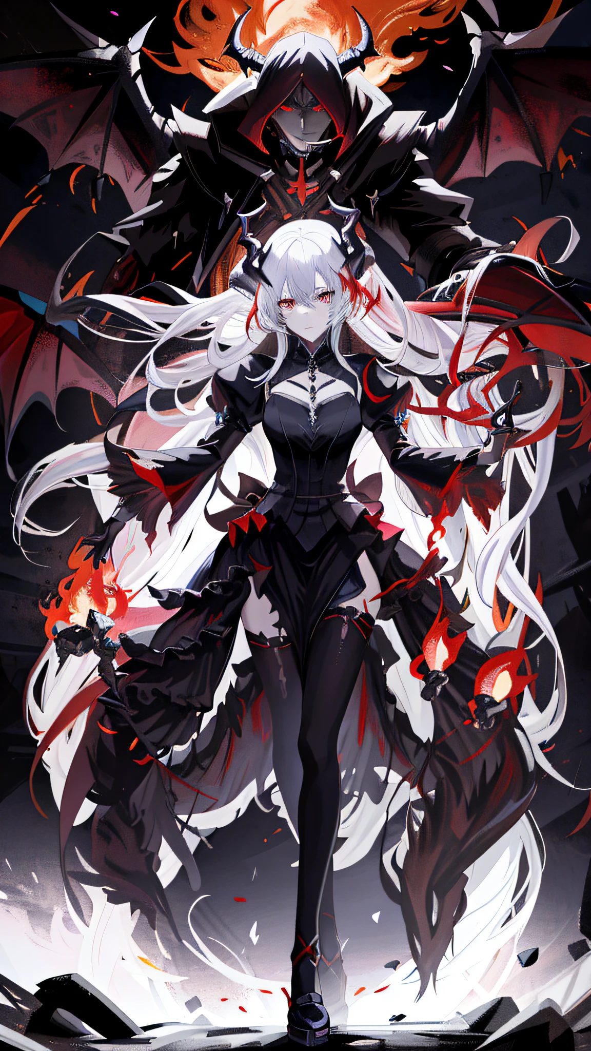 a woman with a demon face and a demon like body is standing in front of a demon, demon anime girl, from arknights, goddess of the underworld, trending on artstation pixiv, beautiful elegant demon queen, badass anime 8 k, best anime 4k konachan wallpaper, demon girl, anime epic artwork, anime art wallpaper 8 k, by Yang J