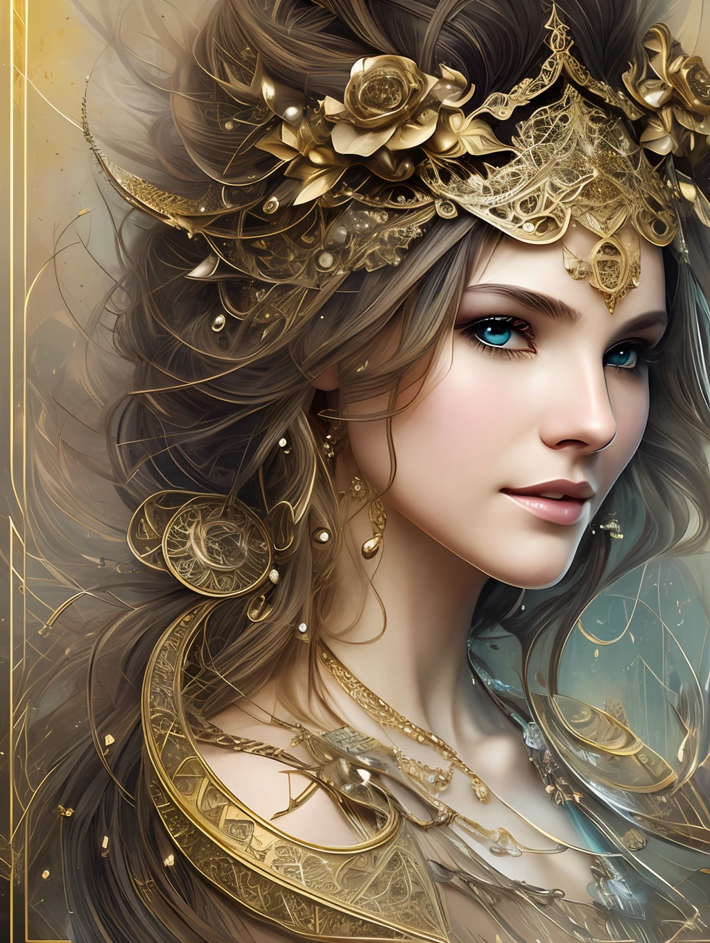 Halle Von portrait, perfect smile visage, line art, abstract beauty, standing, near perfection, pure form, golden ratio, simplicity, unfinished, concept art by Brian Froud and Carne Griffiths and Wadim Kashin and John William Waterhouse, complex details, 8k post-production, high resolution, hyperdetailed, trending on artstation, sharp focus, studio photo, intricate details, highly detailed, happy,love,hot, fantasy erotix,fun