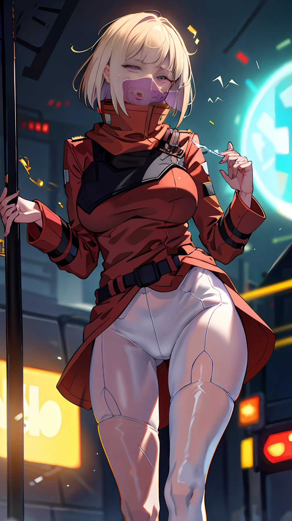 CPKIWI, high resolution, highest quality, illustration, super detailed, (detailed face), (detailed eyes), soft lighting, best quality, super detailed, masterpiece, 1girl, solo, long hair, gray hair, purple eyes, chest patch, white pantyhose, golden leg rings, drenched, glowing eyes, huge breasts, (colored), looking at the audience, all over, trembling, tears
