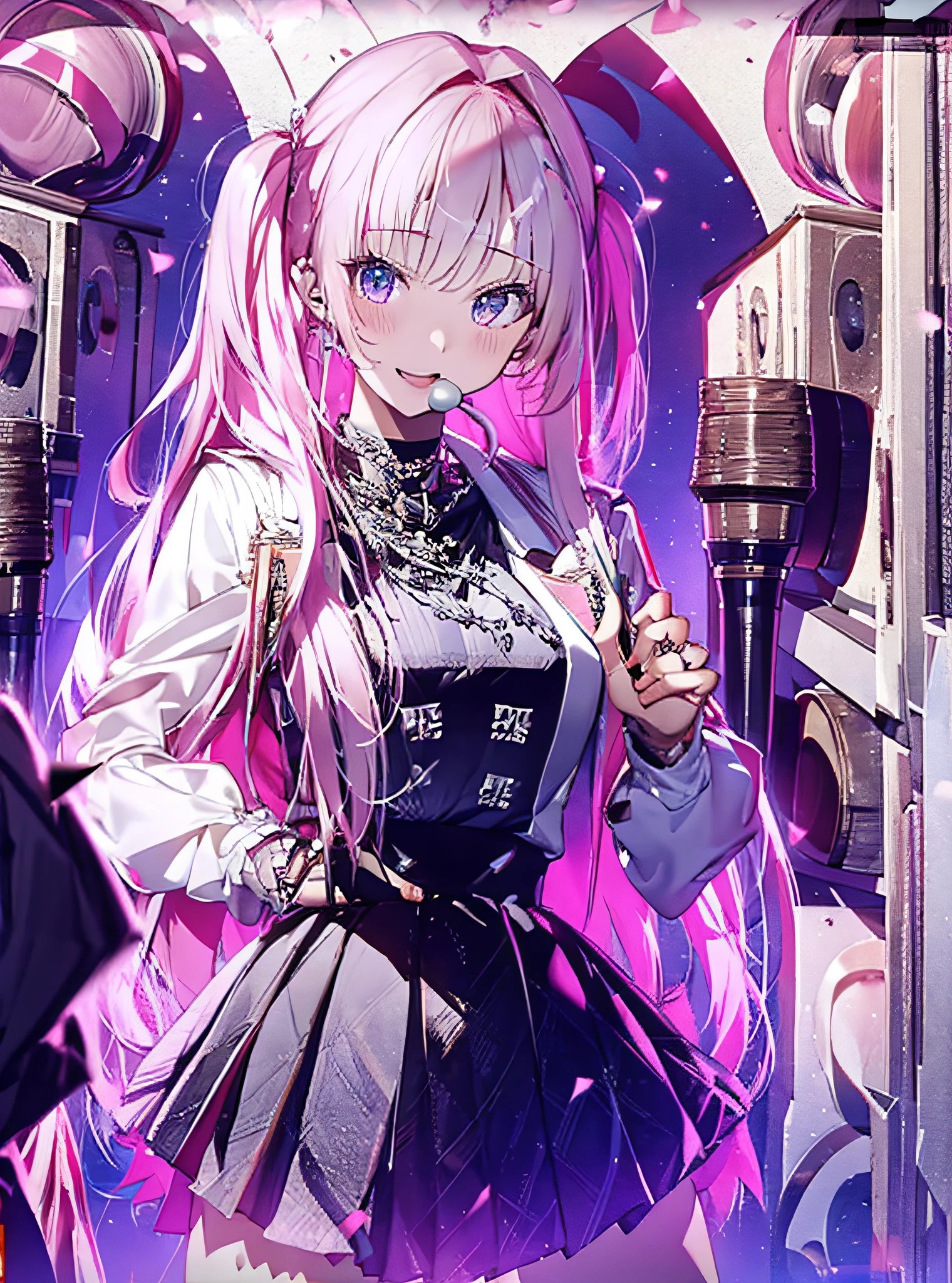 masterpiece, best quality, masterpiece,best quality,official art, beautiful girl, pink hair, extremely detailed CG unity 8k wallpaper, day,1 girl, school,
