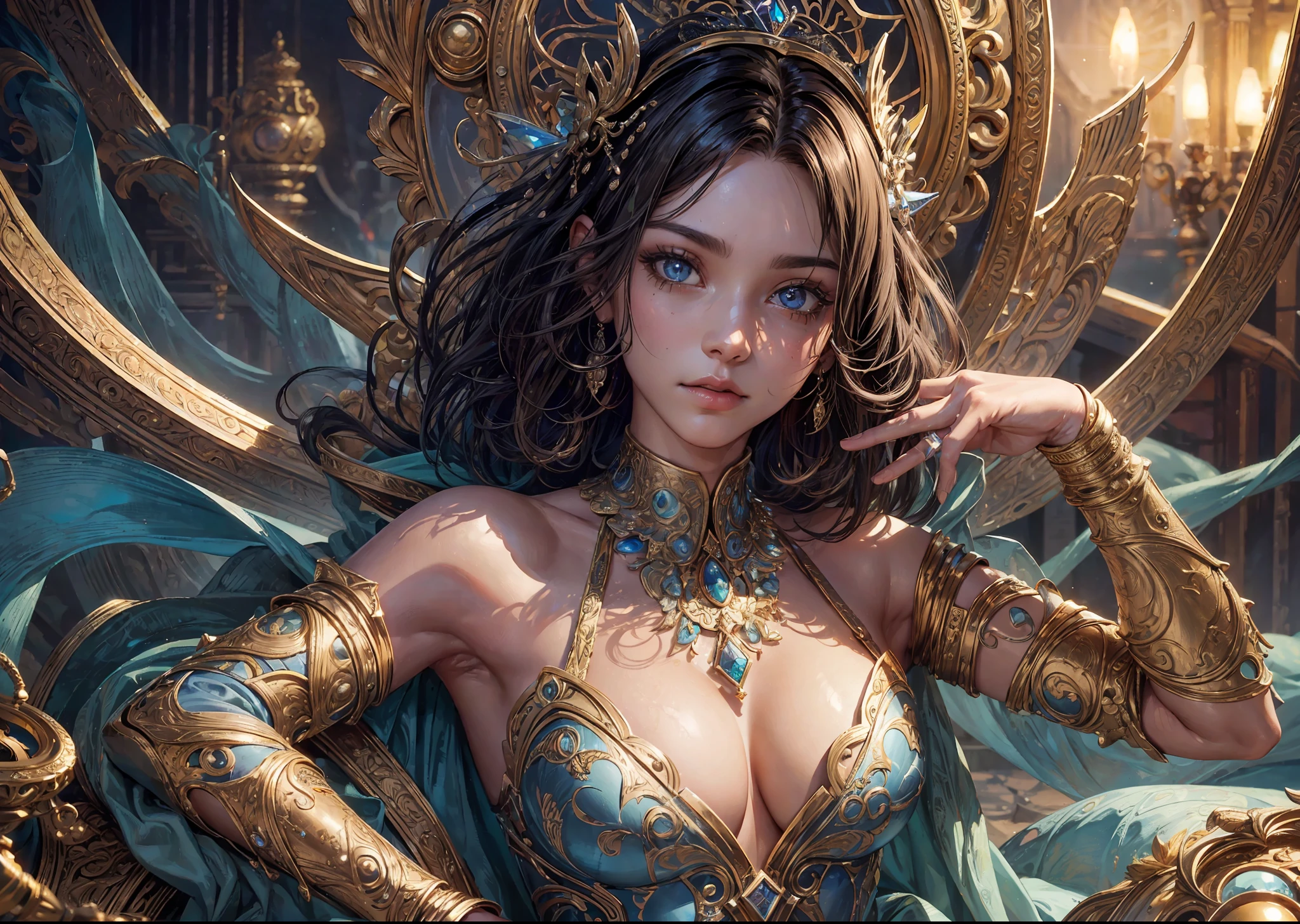 ((Best quality)), ((masterpiece)), ((highly intricate details)),beautiful, high quality, highres, absurdres, light difussion, intricate details, complex details, ((anime)), (anime:1.2) , (perfect face:1.3), extreme detailed eyes, colorful, highest detailed, vibrant colors, high contrast, (8K UHD:1.2), (photorealistic:1.2),(masterpiece:1.4), (best quality:1.4), realistic, 1girl
medium breasts, wavy hair, masterpiece, high quality, 3d, 8k cg, intricate details, detailed background, sacred. ornaments, byDylanKowalski, ((1boy)), upper body, muscular, skindentation, looking to the side, short hair, prosthesis, mechanical arms, synthetic skin, porcelain, pearl, holographic, titanium, diamond, ruby, sapphire, gemstones, clockwork, grunge, worn edges, armor, face and dark skin typical brazilian girl,