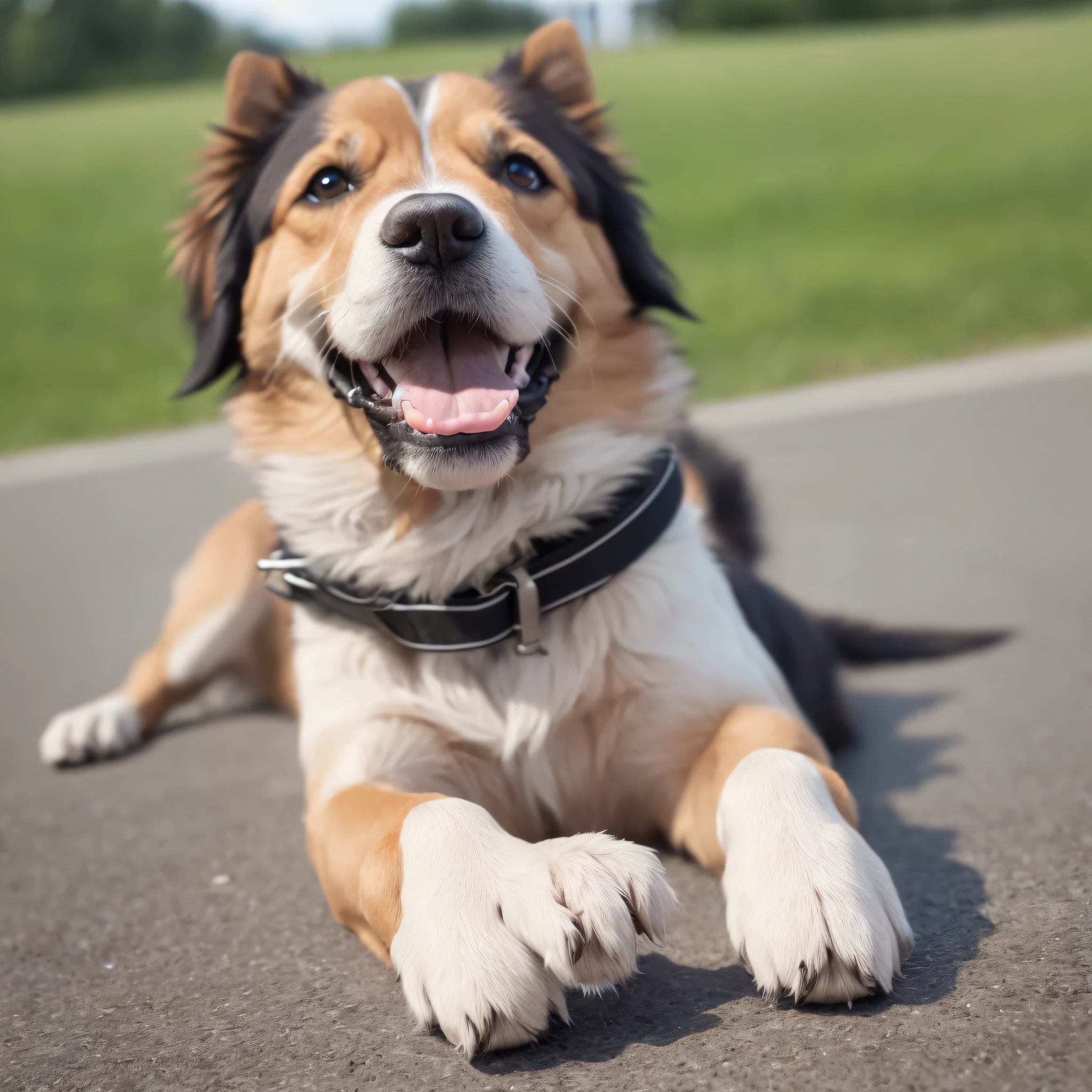 (8k, RAW photo, best quality, masterpiece: 1.4), ultra high res, (realistic, photo-realistic: 1.48), dog giving a human-like smile watching another dog fall --auto --s2