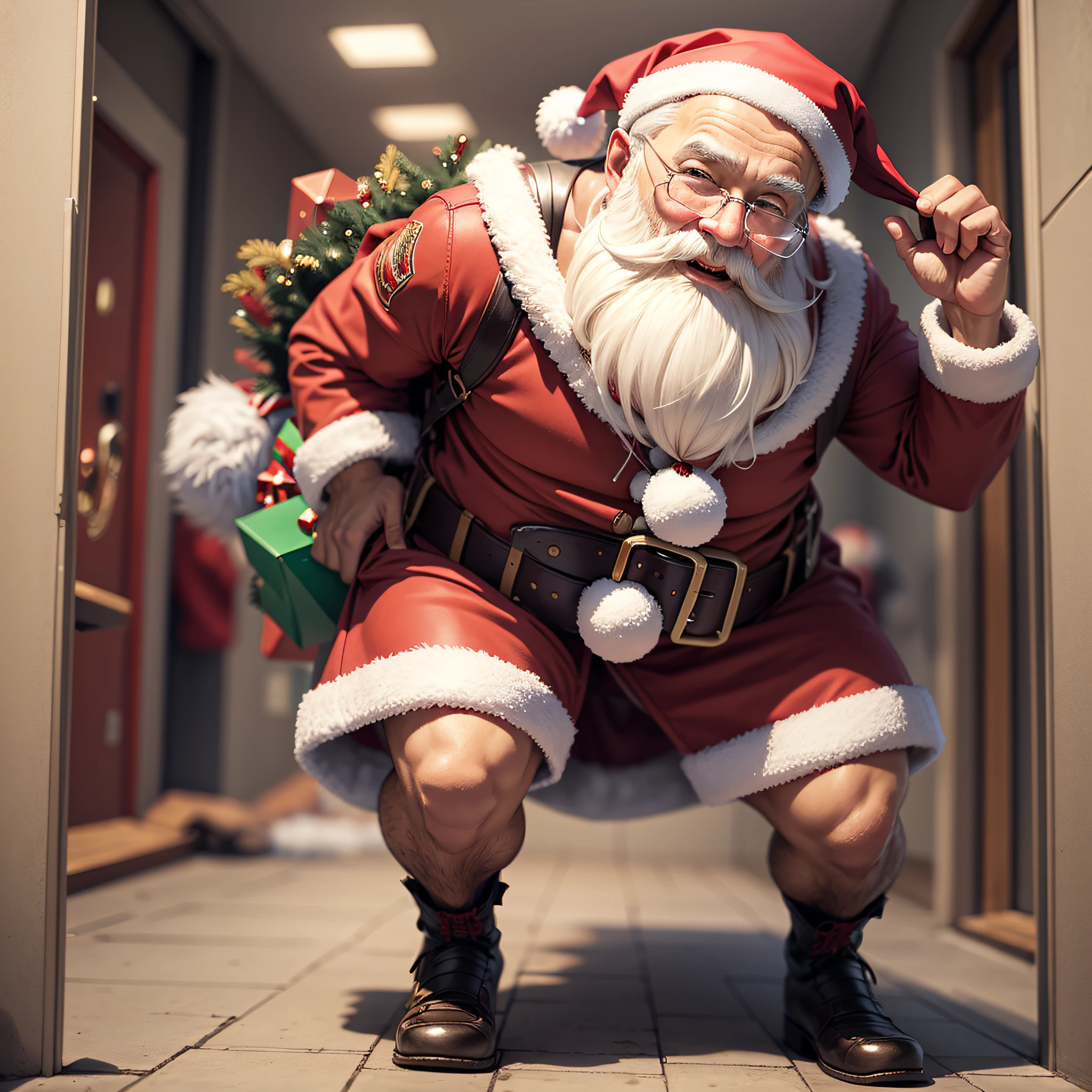 Santa Claus delivering presents,