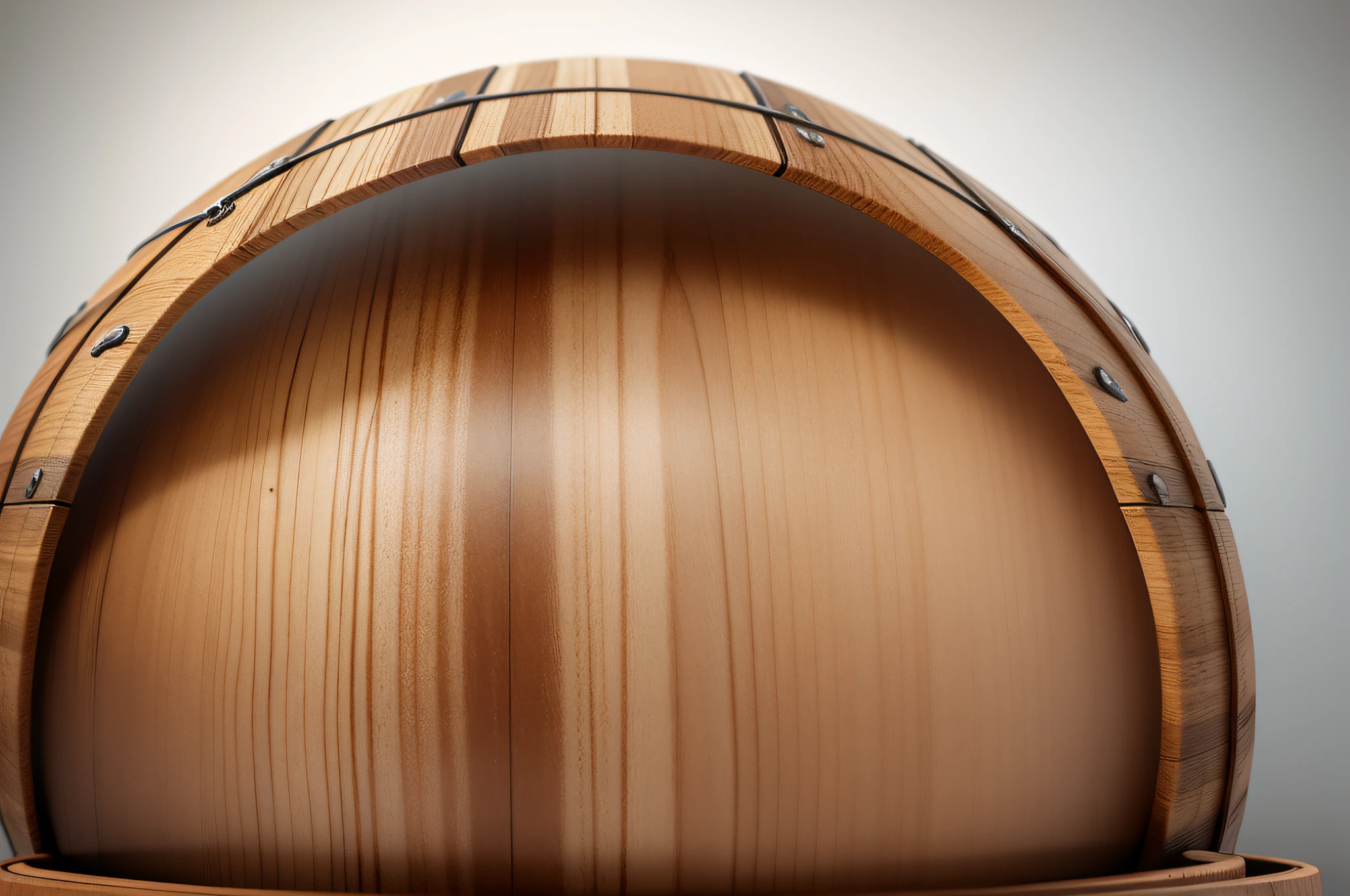Wooden barrel, view from different angles, isolated on transparent background. Clipping path indluded. 3D render. --auto --s2