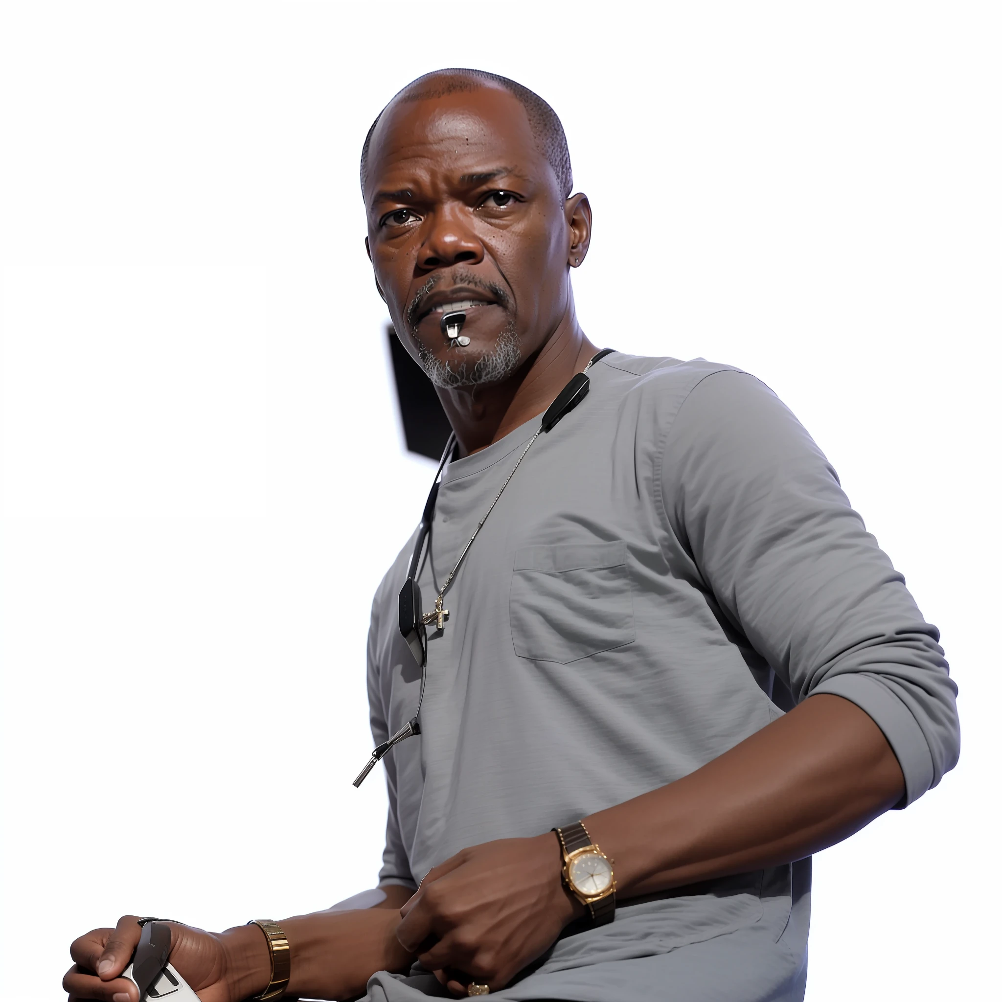 there is a man that is standing with a remote in his hand, dj, samuel jackson, samuel l jackson, alphonse muca, cedric payravernay, dim lit, dr dre, sitting down, alphonse musha, by Alvan Fisher, taken in the late 2010s, beautifully lit, jeff - hall, robb cobb