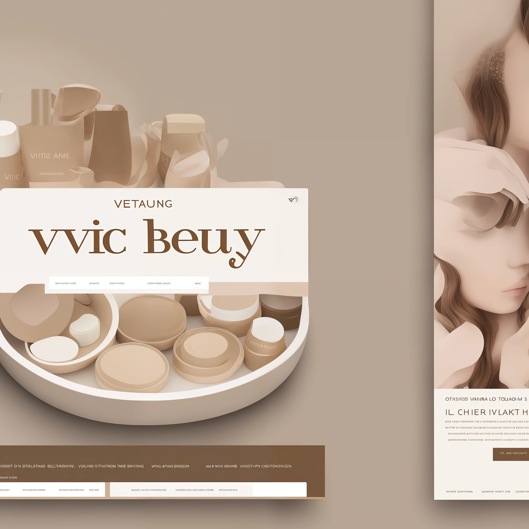 image for a virtual store in beige color with the name Vic Beauty Online highlighted in white color --auto --s2