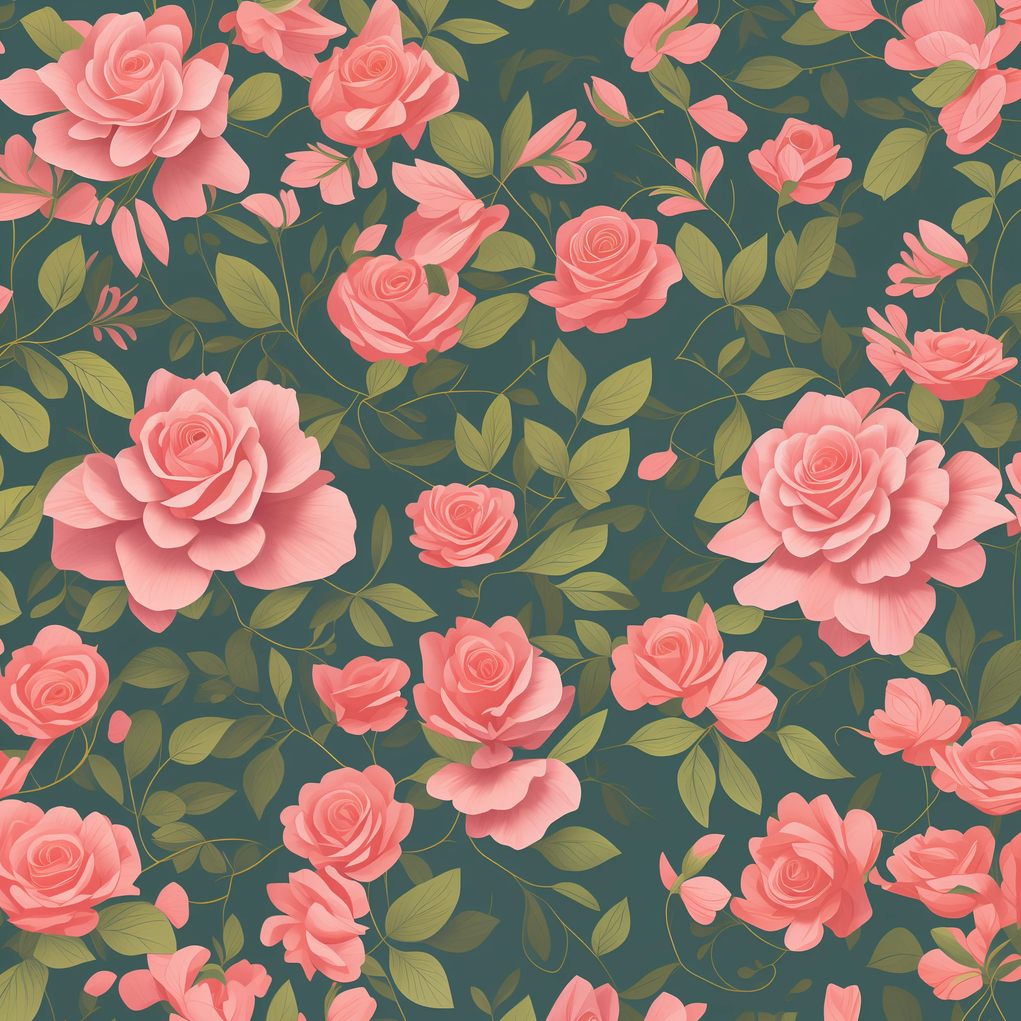 Textile print of Colombian roses Size: 898x164 pixels.
Maximum number of colors: 5.
Main elements: flowering Colombian roses and leaves.
Colombian roses should be variously distributed in the strip.
Roses should have different positions, shapes, and sizes to add visual variety.
Make sure colors are sharp and don't mix into gradients.
You can use fine, defined lines to highlight the outlines of flowers and leaves. Highly detailed digital illustration, detailed digital illustration, ultra detailed color art 8K, HD --auto --s2