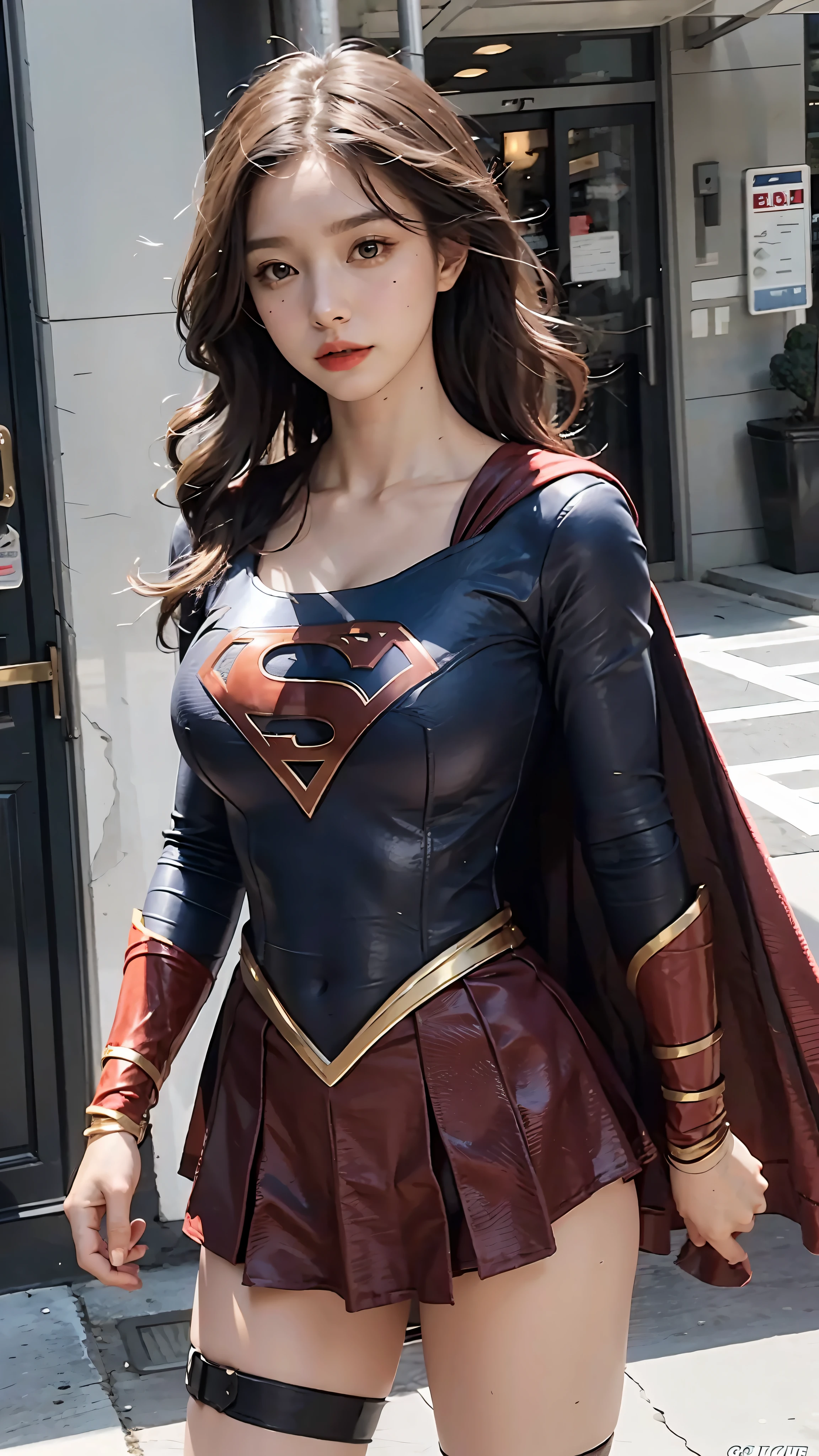 Woman body set big breasts, Supergirl costume dress