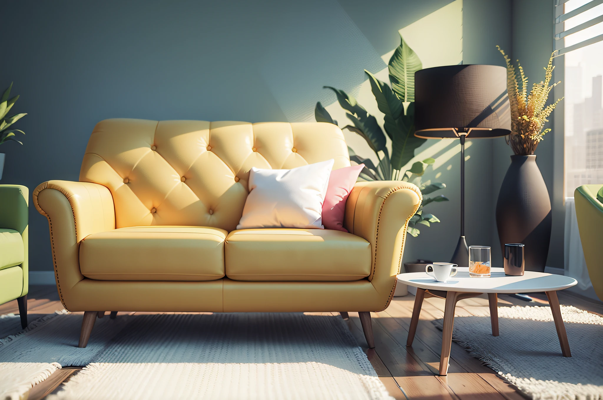 Set of modern interior design elements VOL. 1. Colorful furniture isolated on transparent background. 3D render. --auto --s2