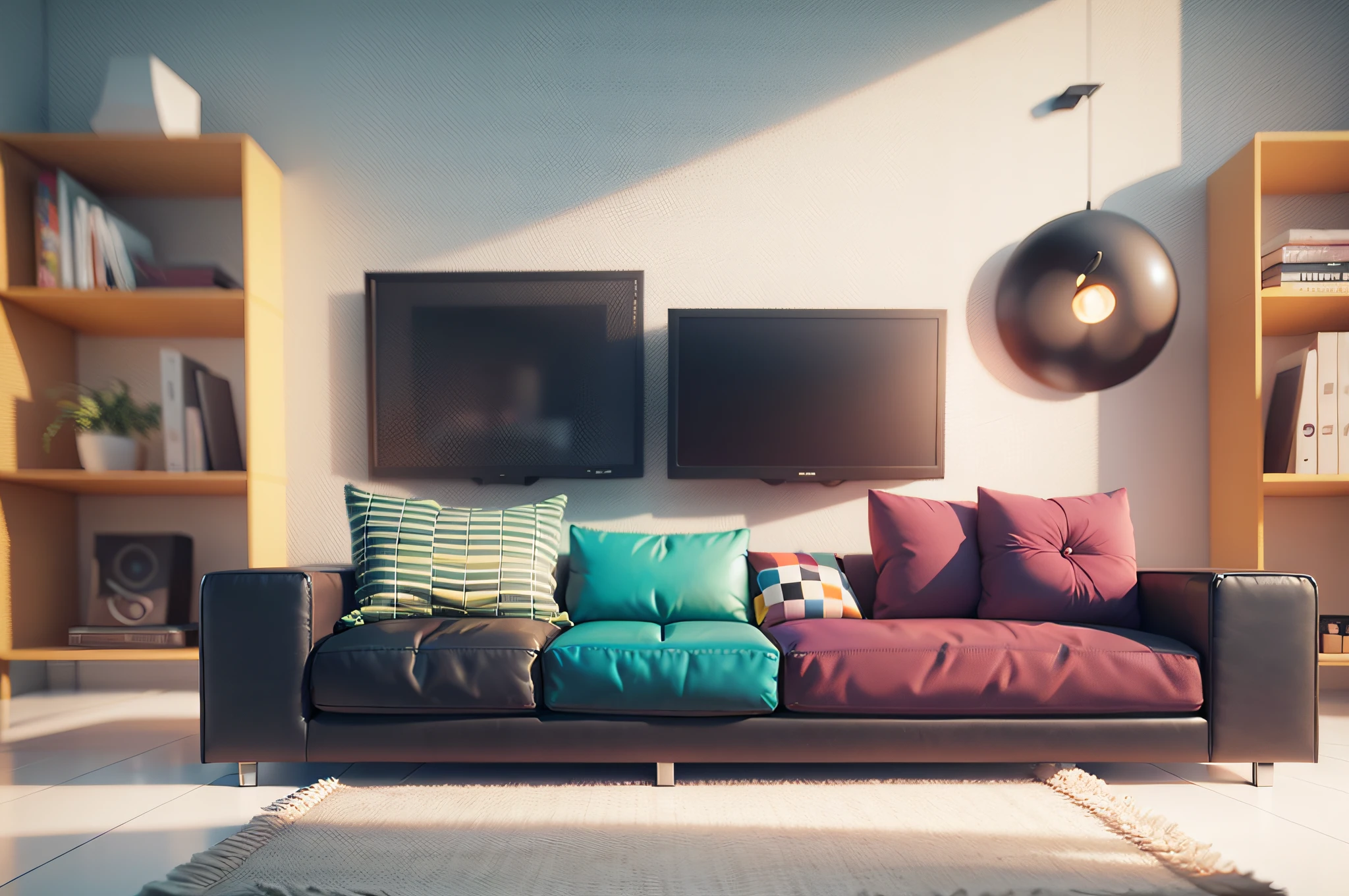 Set of modern interior design elements VOL. 1. Colorful furniture isolated on transparent background. 3D render. --auto --s2