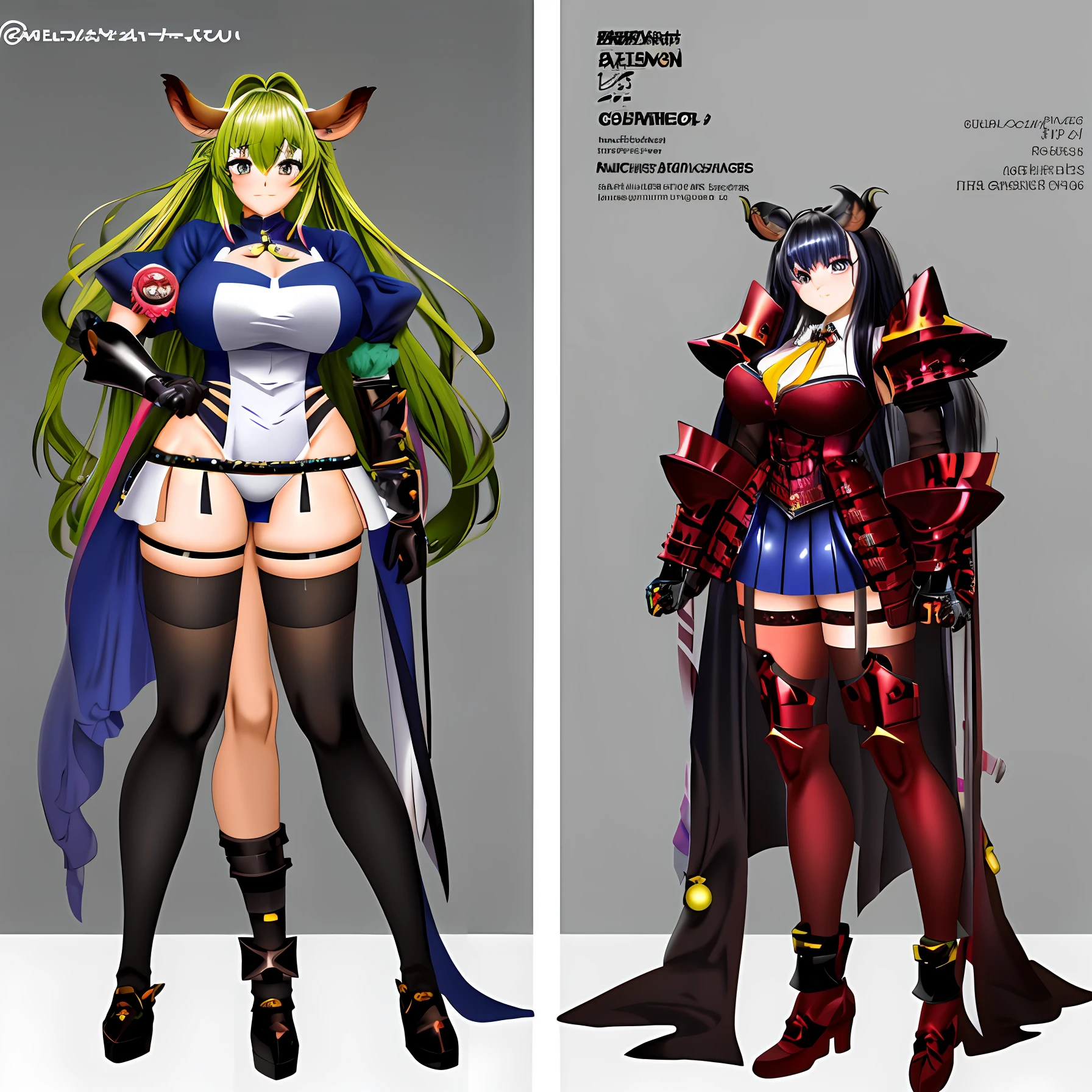 anime characters dressed in costumes and armor standing next to each other, concept art by Kamagurka, pixiv contest winner, furry art, commission for high res, sfw version, guilty gear art style, wip, commission for, danbooru and artstation, tauren, full res, jazza and rossdraws, demon slayer artstyle, detailed fanart