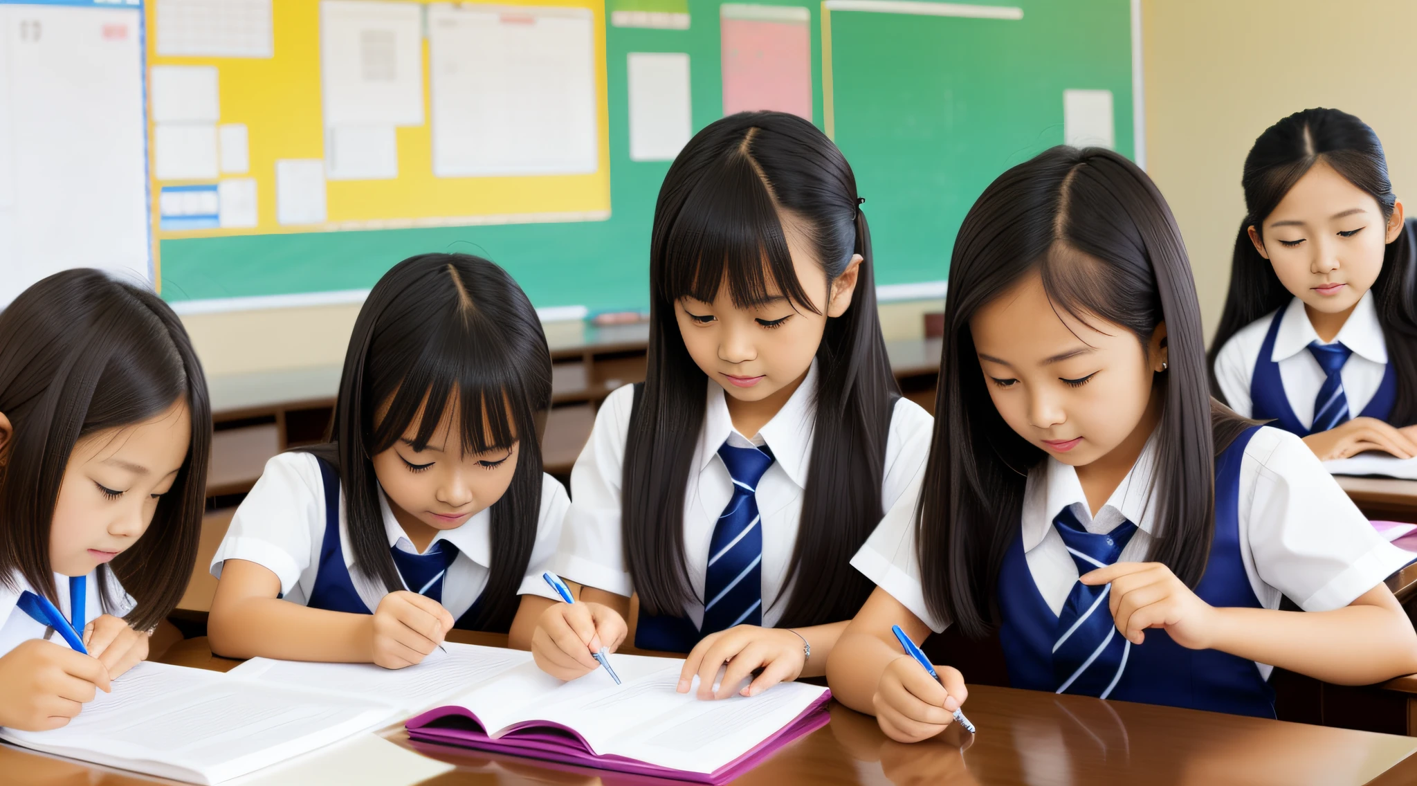 Girls, study, Asia, classroom