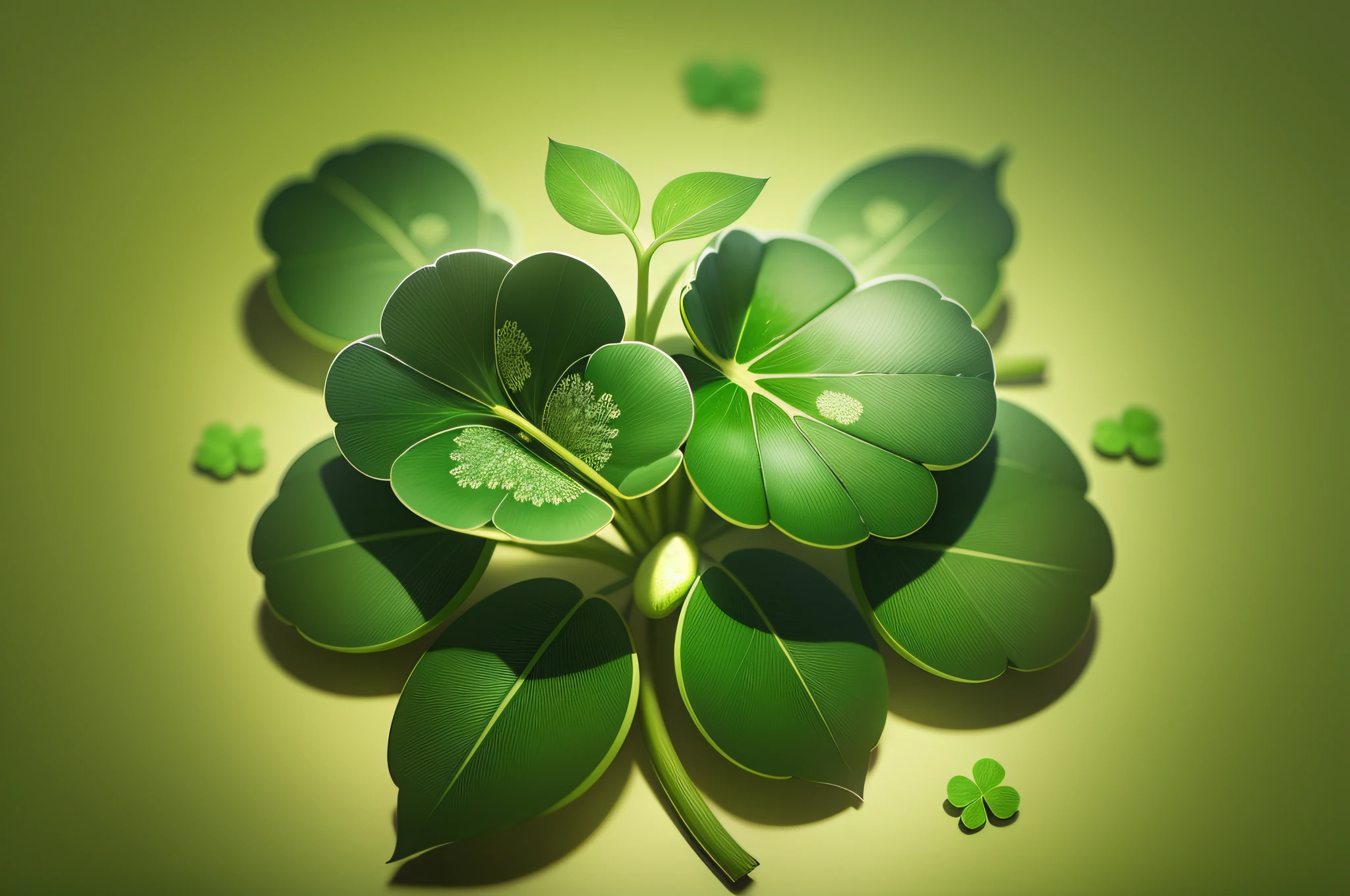 green four-leaf lucky clover leaf vector illustration --auto --s2