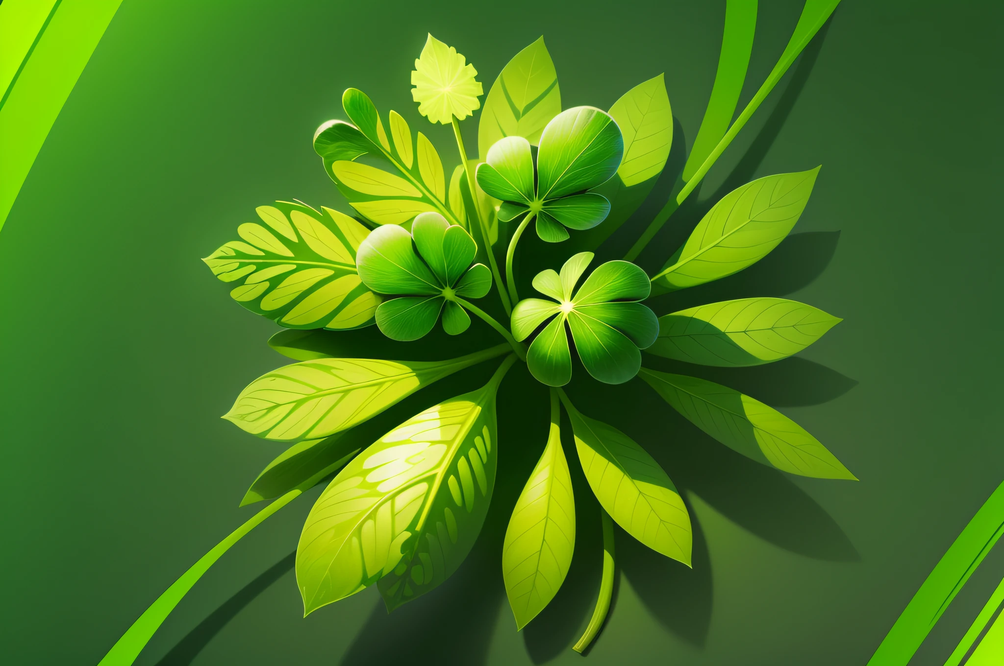 green four-leaf lucky clover leaf vector illustration --auto --s2