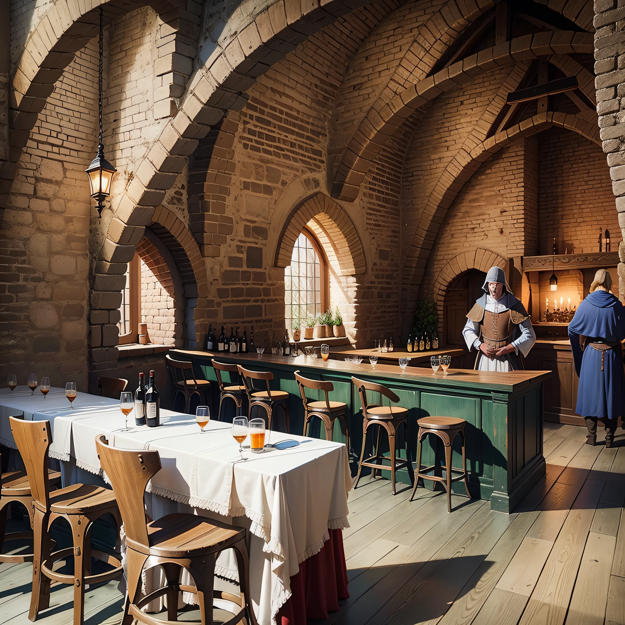 Medieval scene, year 1397, medieval bar, without the presence of people --auto --s2