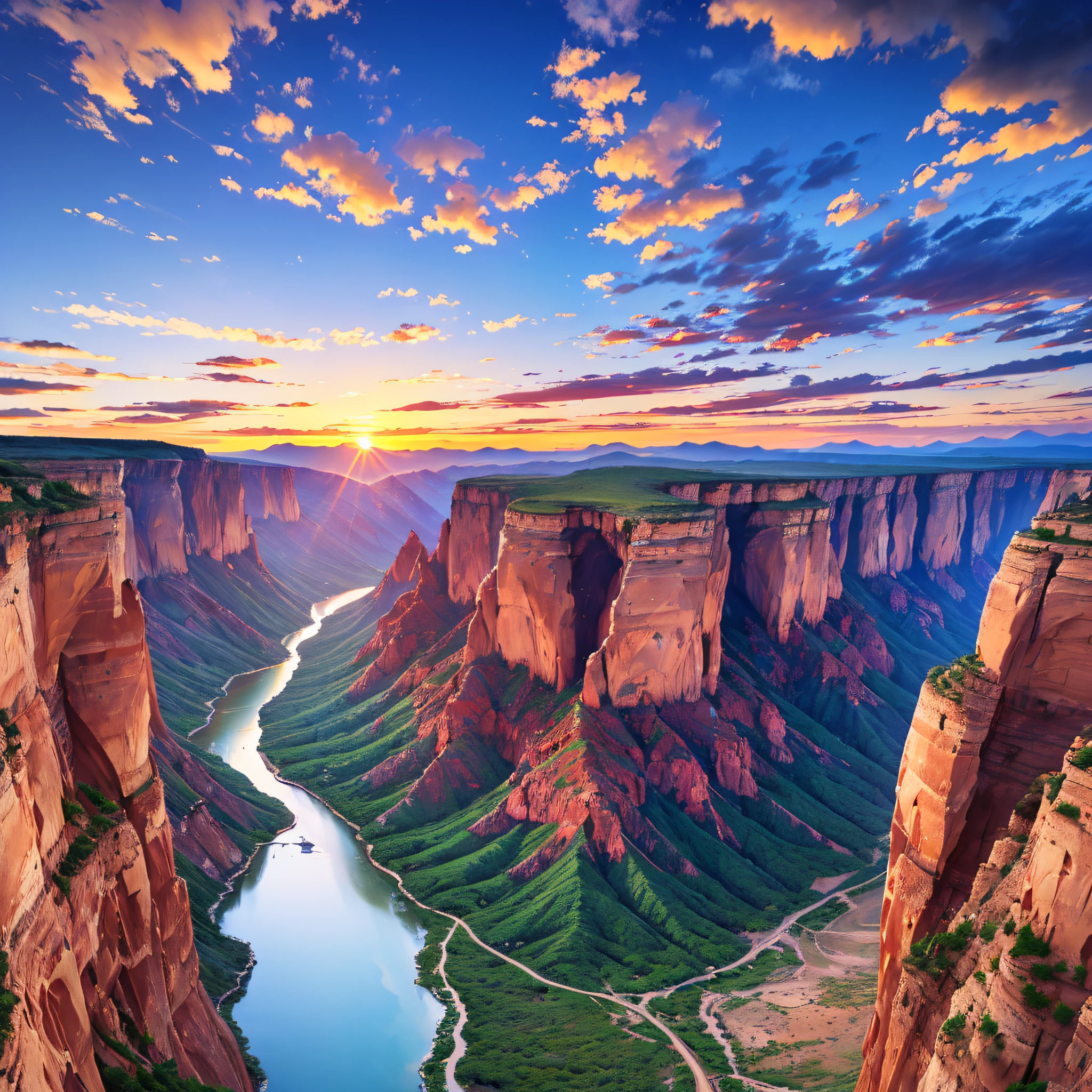(8k, RAW photo, best quality, masterpiece: 1.4), ultra high res, (realistic, photo-realistic: 1.48), wonderful sunset seen from a canyon as if it were an ultra realistic photo --auto --s2